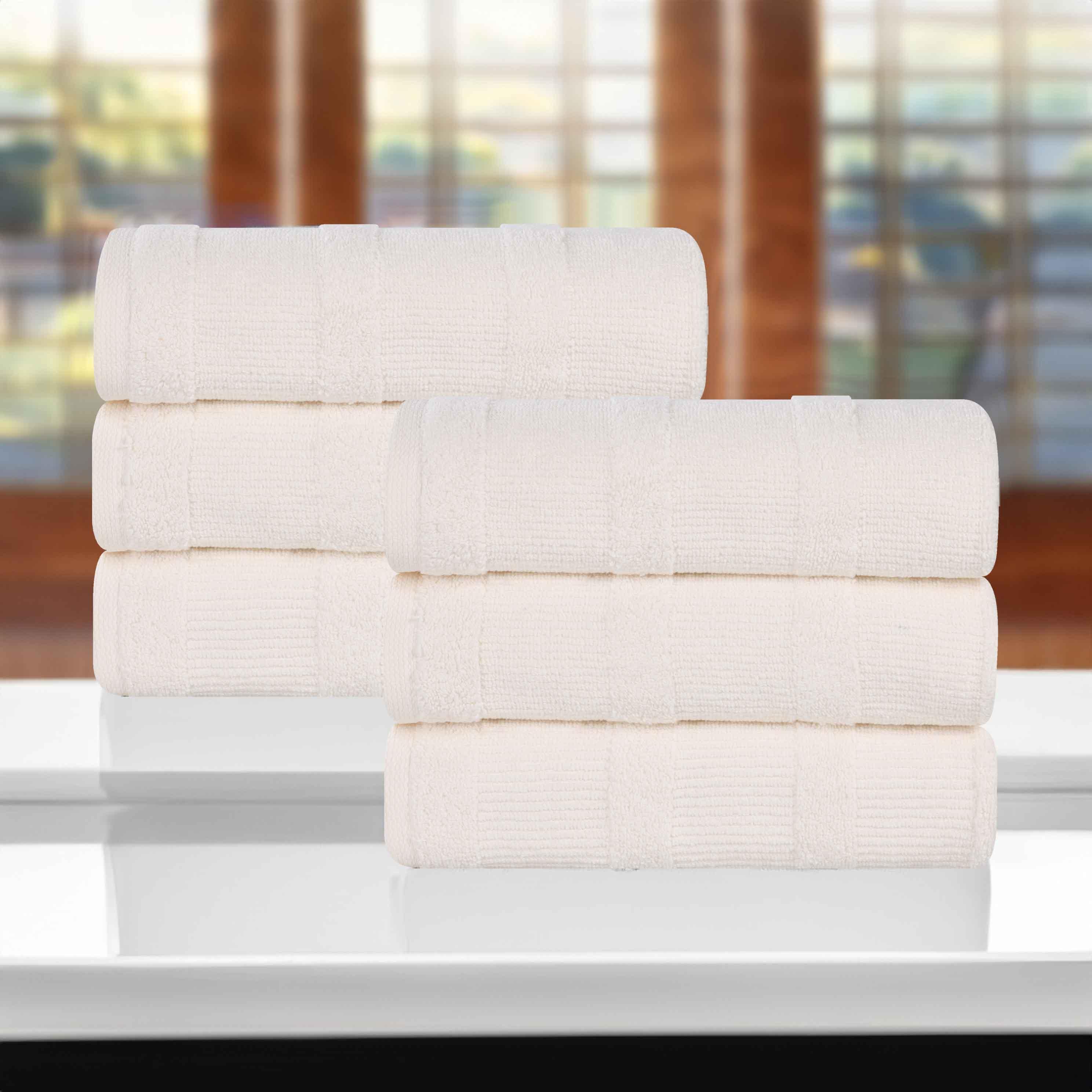 Premium Roma Cotton Ribbed Textured Hand Towels - 6-Piece Set for Bathroom, Kitchen & Guest Use | Soft & Absorbent Towels for Everyday Luxury