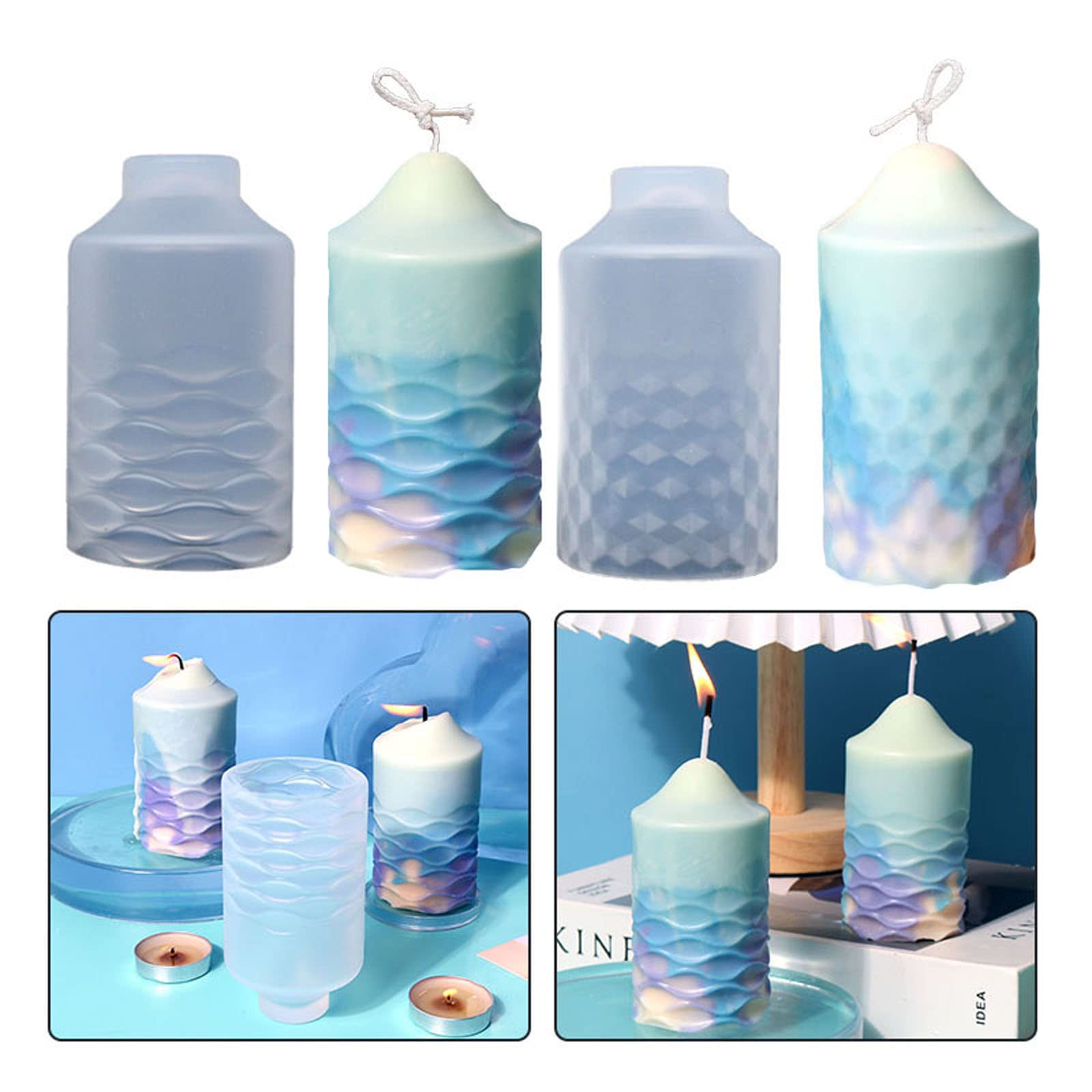 Premium Silicone Cylinder Candle Molds for DIY Candle Making - Easy Release Pillar Candle Molds with Intricate Details for Aromatherapy Candles, Wax, Soap & Polymer Clay - Perfect for Home Decor, Gifts & Relaxation Therapy