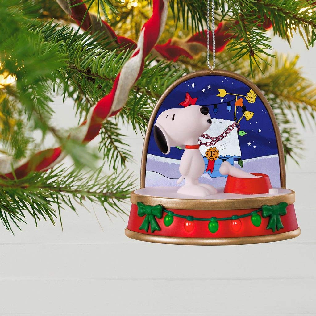 HMK Hallmark 2018 Keepsake A Charlie Brown Christmas Snoopy Ornament with Sound and Light - Collectible Holiday Decor for Tree, Gift & Festive Home Decoration