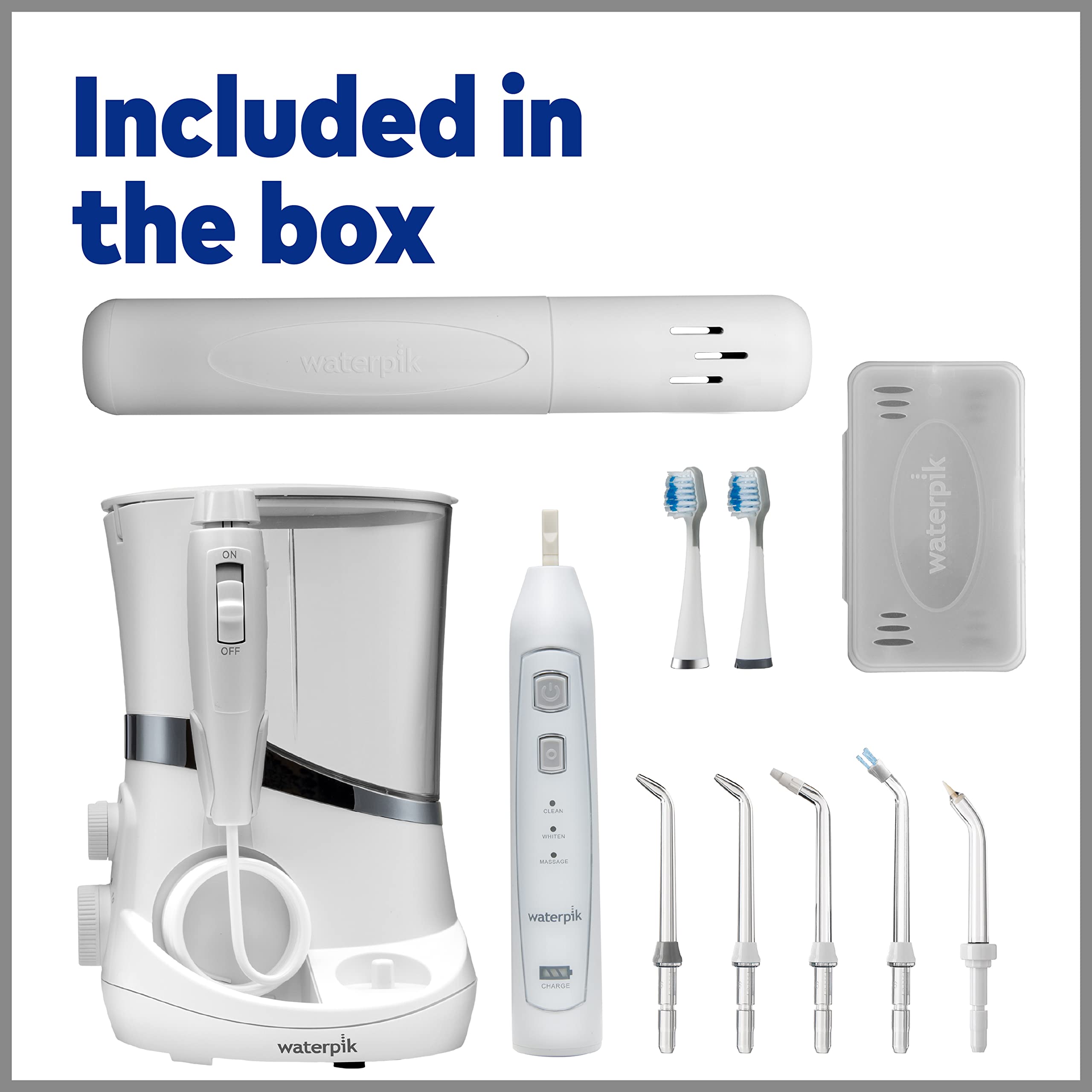 Waterpik Complete Care 5.0 Water Flosser & Sonic Electric Toothbrush Set - Professional Dental Care for Teeth Cleaning, Whitening and Gum Health (White, WP-861) - Perfect for Home Oral Hygiene Routine and Travel