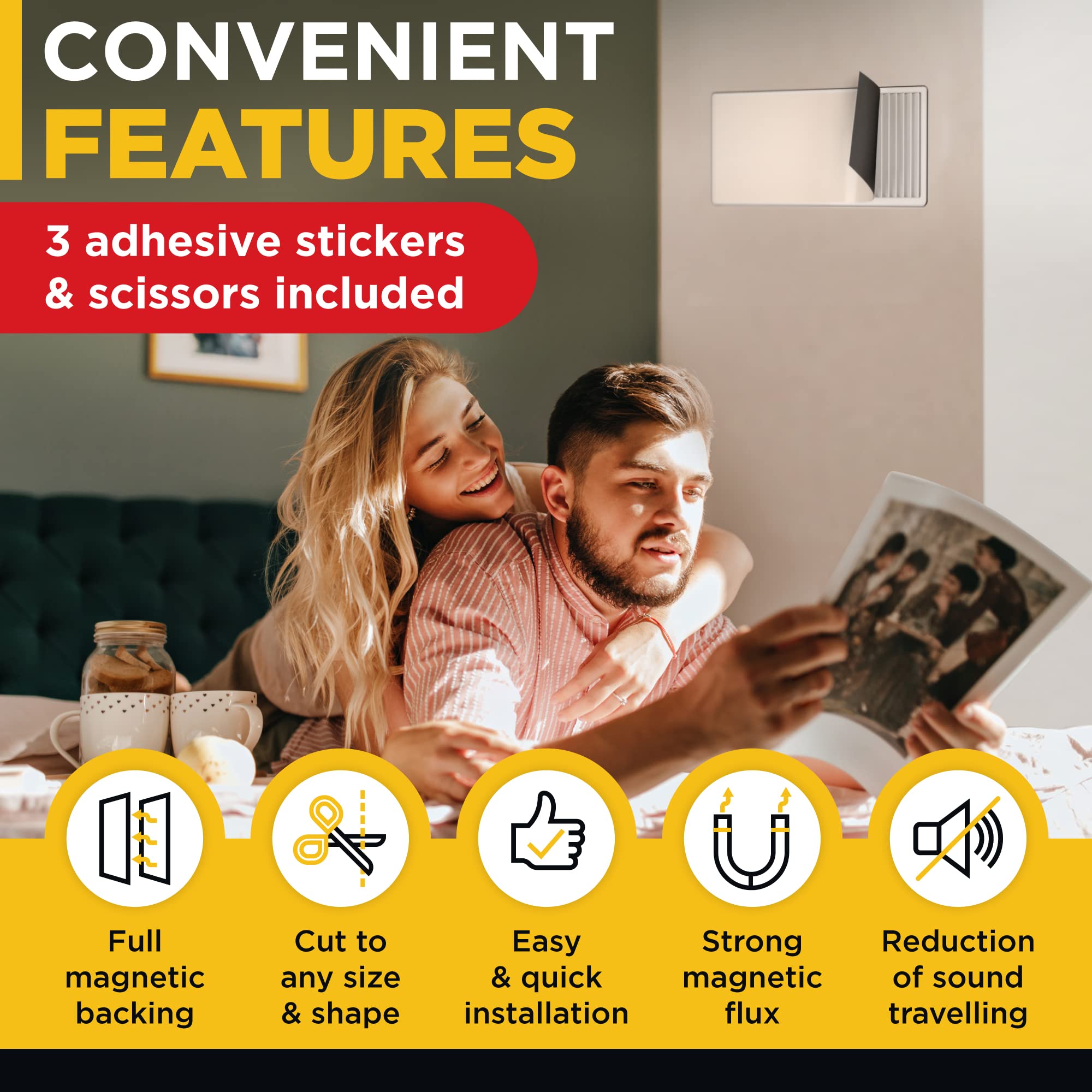 Magnetic Air Vent Cover - Flexible Magnet Vent Covers for Ceiling, Floor & Wall Vents - Air Register Blockers for Home, Office & RV - Energy Saving & Dust Protection Solution