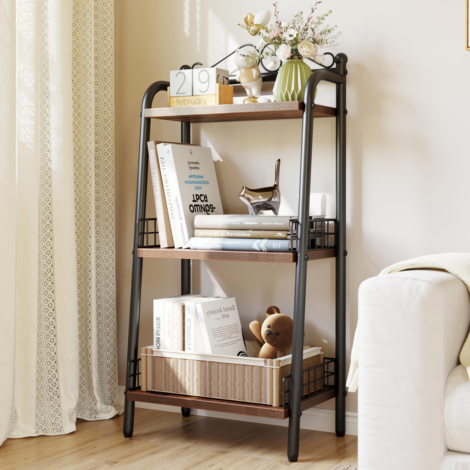 GARVEE 3-Tier Bathroom Ladder Shelf - Freestanding Storage Organizer for Small Spaces - Perfect for Bathroom, Living Room, Balcony & Kitchen - Space-Saving Home Decor Solution