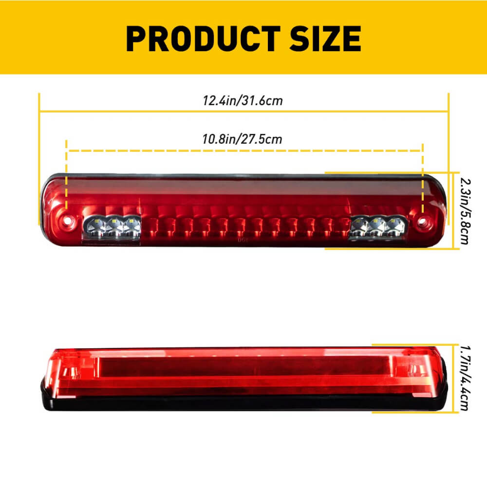 LED Third Brake Light Replacement for 88-98 Chevy C1500/K1500/Silverado & GMC C1500/K1500 - High Visibility Safety Light for Pickup Trucks
