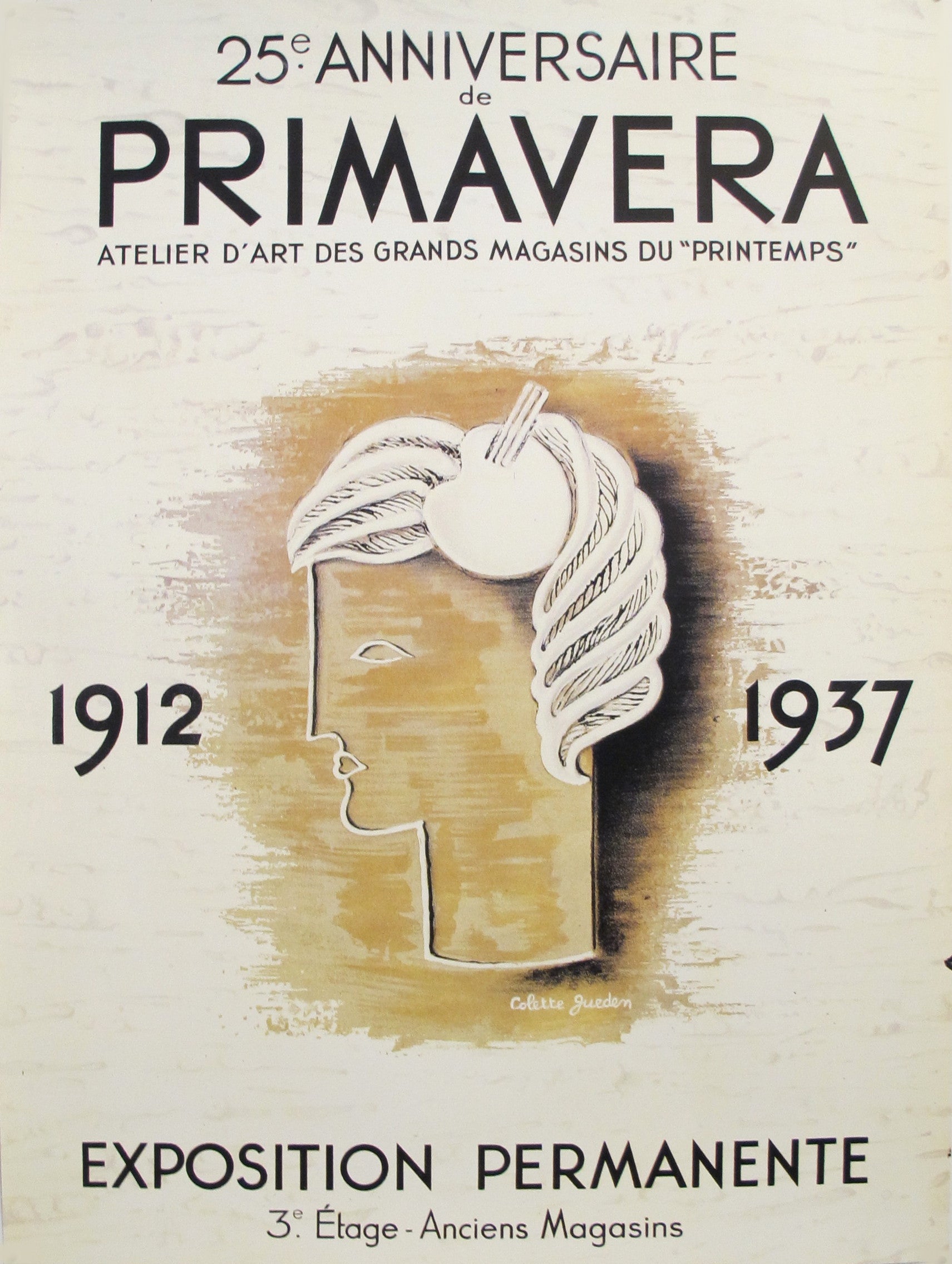 Vintage 1980s French Art Deco Poster - 25th Anniversary Primavera by Colette Gueden | Wall Decor for Living Room, Bedroom & Office