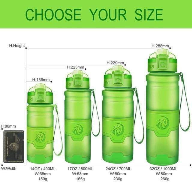 ZORRI 400ml to 1000ml BPA Free Sports Water Bottle with Pop Top Lid & Cleaning Brush - Leak Proof Gym, Hiking, Running & Outdoor Hydration Bottle