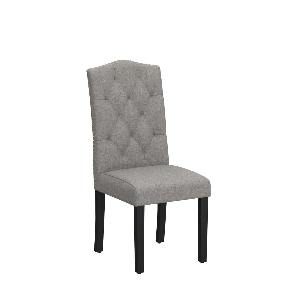 Giantex Set of 2 Tufted Fabric Dining Chairs with Nailed Head - Modern Upholstered Parsons Chairs with Padded Seat & Tall Backrest - Perfect for Kitchen, Dining Room, Restaurant or Home Decor