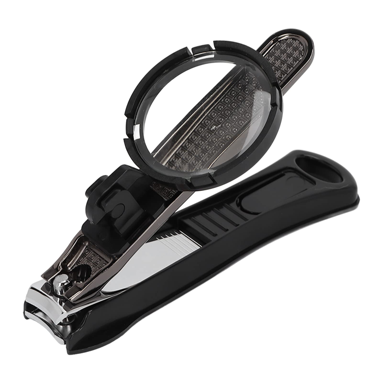 Premium Heavy Duty Nail Clipper Set with Magnifier - Professional Fingernail & Toenail Clippers for Seniors - Portable Nail Care Kit for Travel, Home Use, and Elderly Grooming Needs (Black)