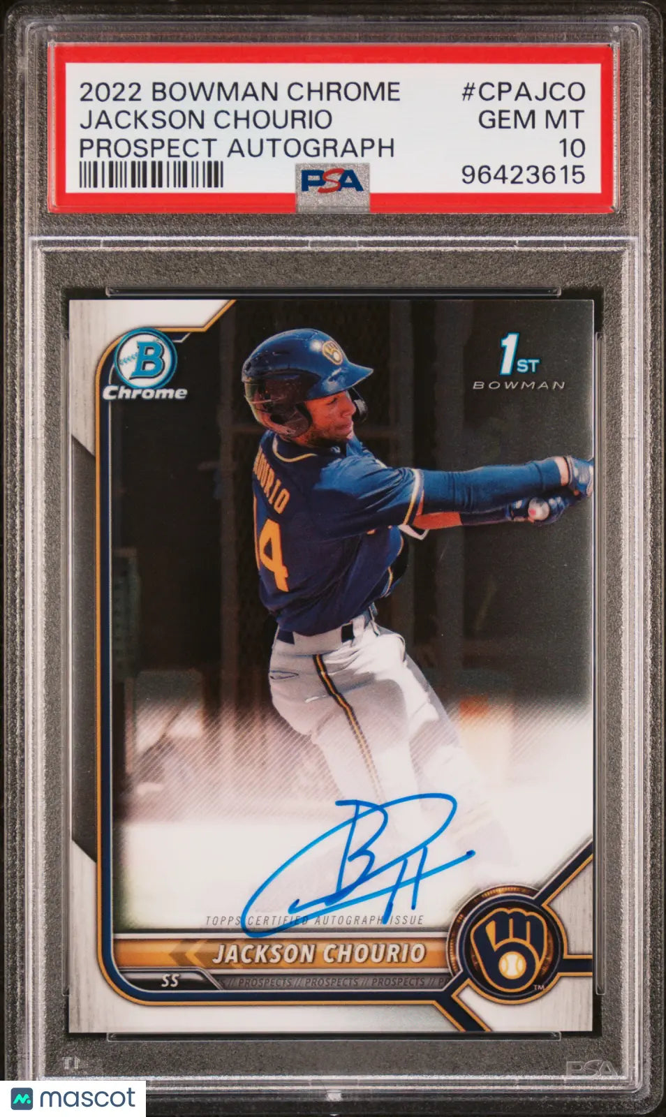 2022 Bowman Chrome Jackson Chourio Rookie Auto PSA 10 - Baseball Trading Card for Collectors & Investors | Perfect for Sports Memorabilia Collections & Investment Portfolios