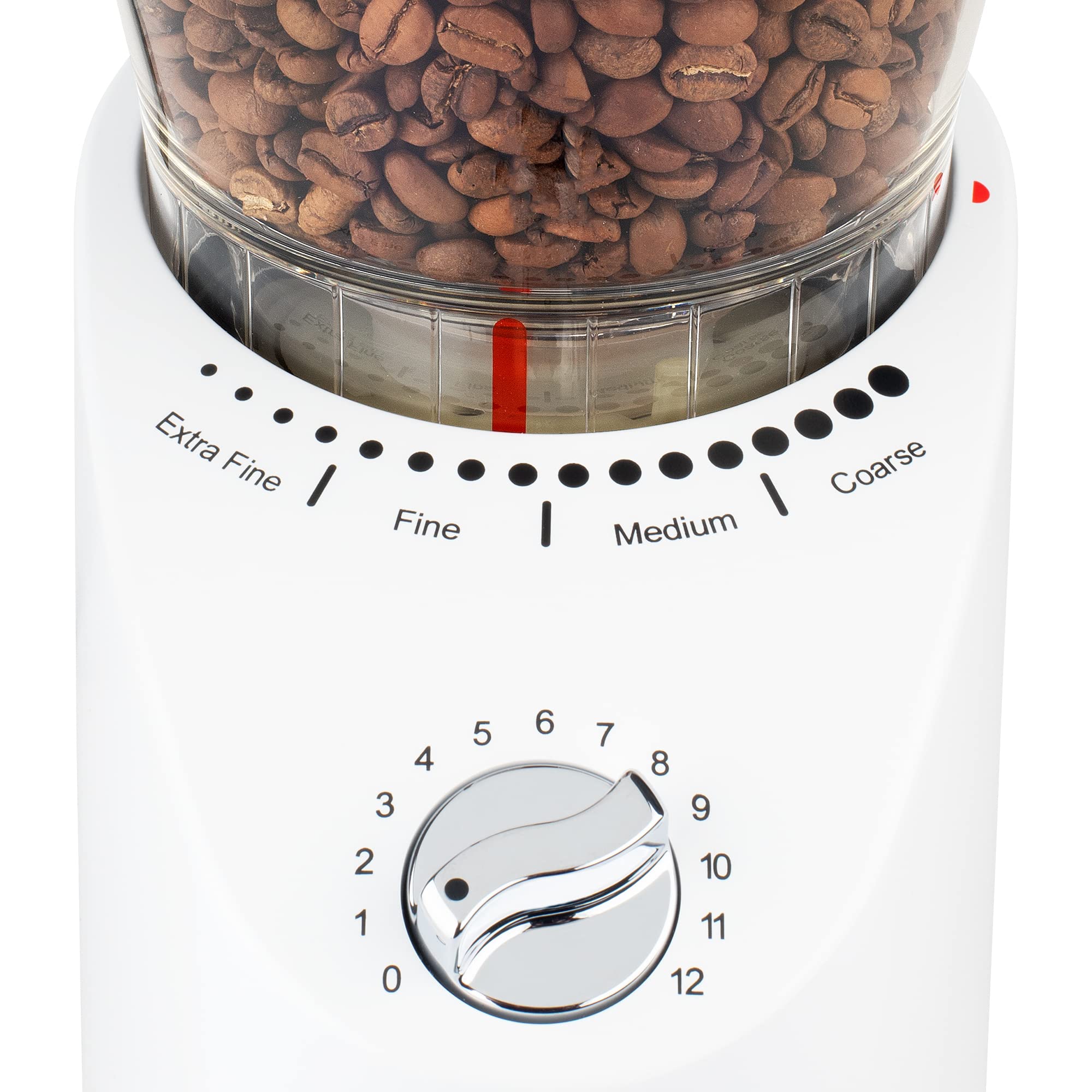 Capresso Infinity Plus Conical Burr Coffee Grinder - Premium Stainless Steel Burrs, Adjustable Grind Settings, White - Perfect for Espresso, French Press & Pour Over Coffee Brewing