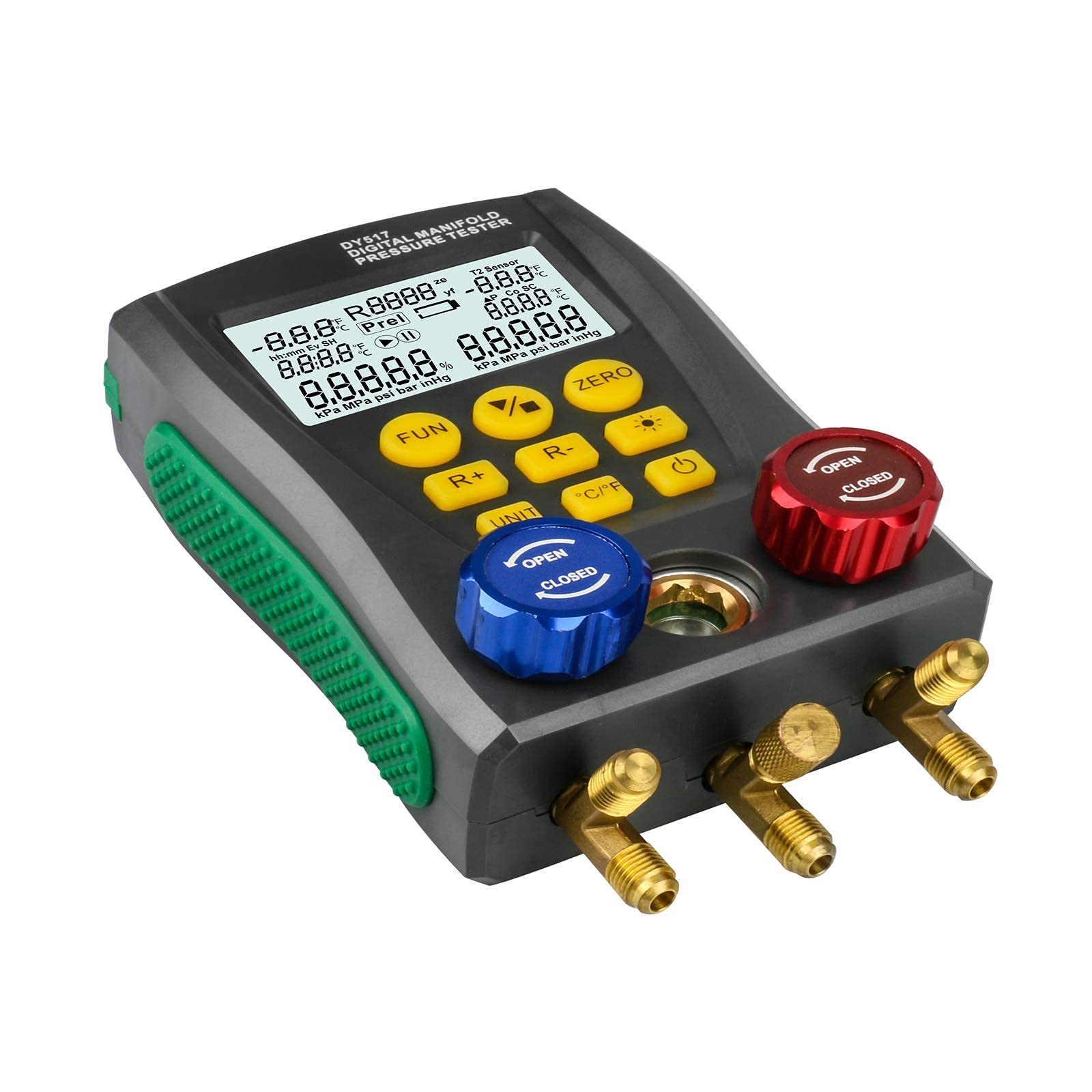 PLAYOCCAR Digital HVAC Manifold Gauge Set - Refrigeration Vacuum Pressure Temperature Diagnostic Tester Kit for AC & Refrigerator Maintenance | Professional HVAC Tools for Air Conditioner Repair & Refrigerant Charging
