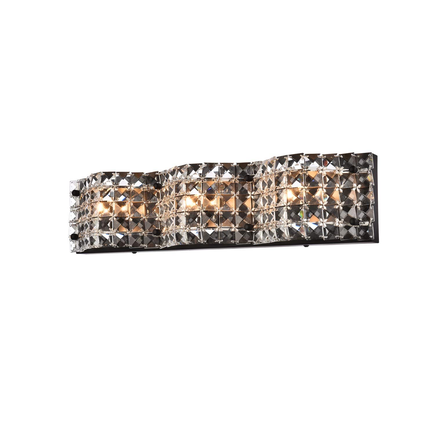 Tate 3-Light Black Bathroom Wall Sconce with Clear Crystal Accents - Perfect for Vanity Lighting, Powder Room Decor & Spa-Style Bathroom Ambiance