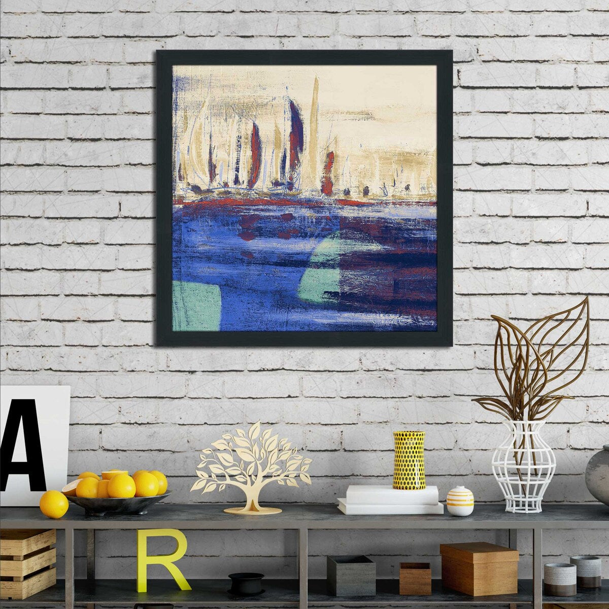 Blue Calm Waters Square I Acrylic Wall Art Print - Modern Abstract Ocean Painting for Living Room, Bedroom & Office Decor