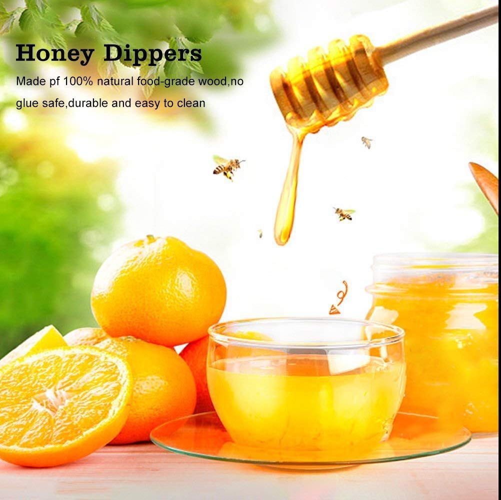 Wooden Honey Dipper Set - 50Pcs Mini Jam Stirring Sticks for Home & Kitchen Use