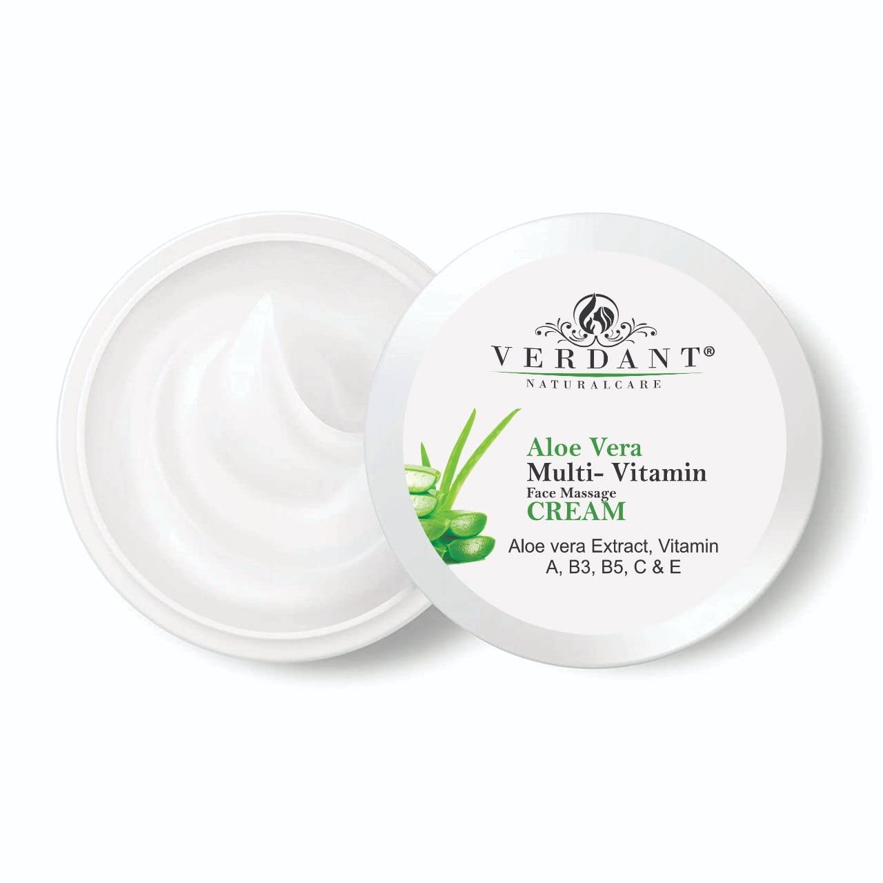 Verdant Aloe Vera Face Cream | Multi-Vitamin Moisturizer for Dry & Sensitive Skin | Paraben-Free, 100ml | Hydrating & Soothing for Daily Skincare Routine