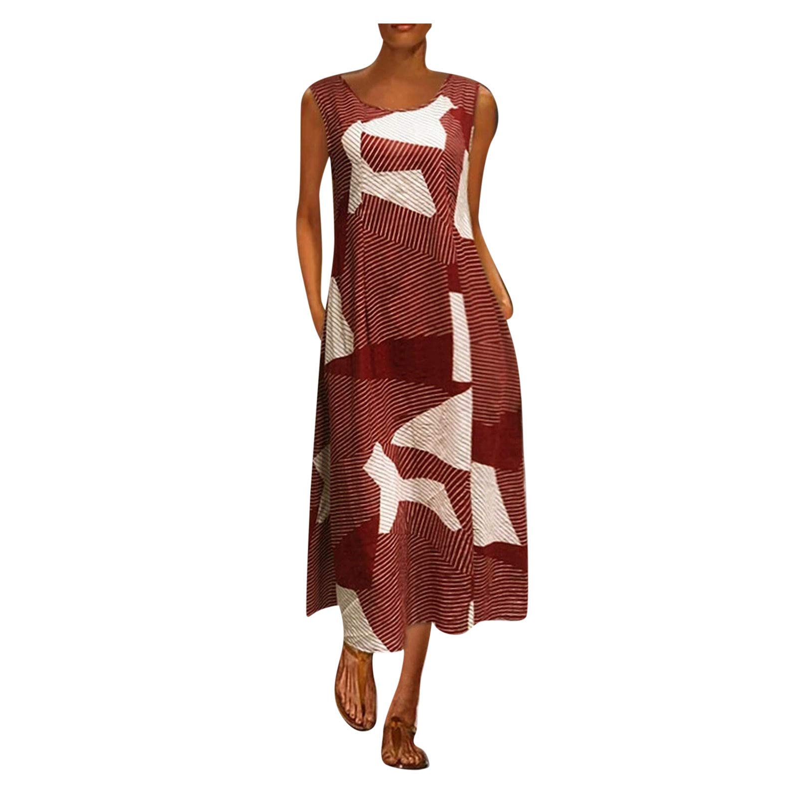 Women's Plus Size Long Maxi Dresses - Vintage Bohemian Sleeveless Summer Cami Dress for Casual Wear & Beach Parties | Flowy Comfortable Hotkey Dress for Outdoor Events & Vacations