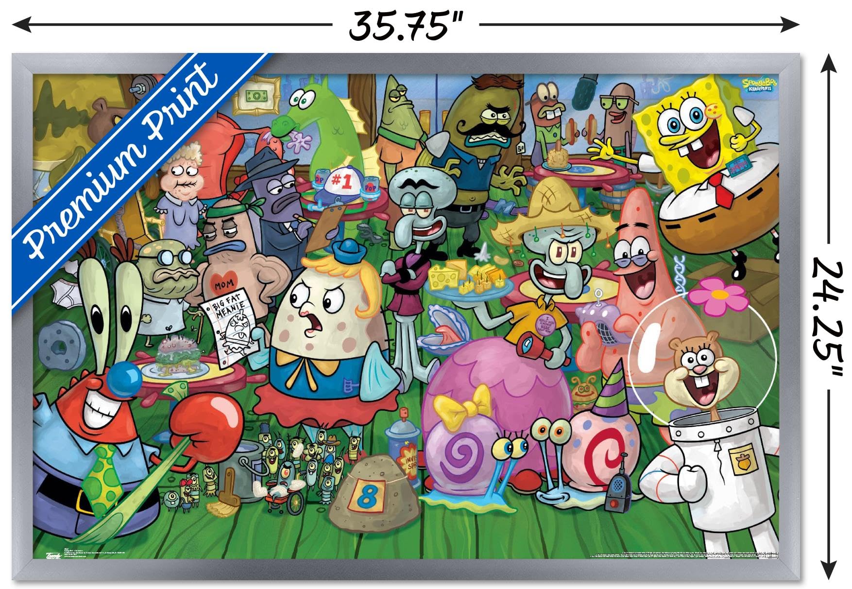 Trends International Nickelodeon SpongeBob SquarePants Wall Poster - 22.375 x 34 Inches, Silver Framed Art Print - Perfect for Kids' Bedroom, Game Room & Office Decor