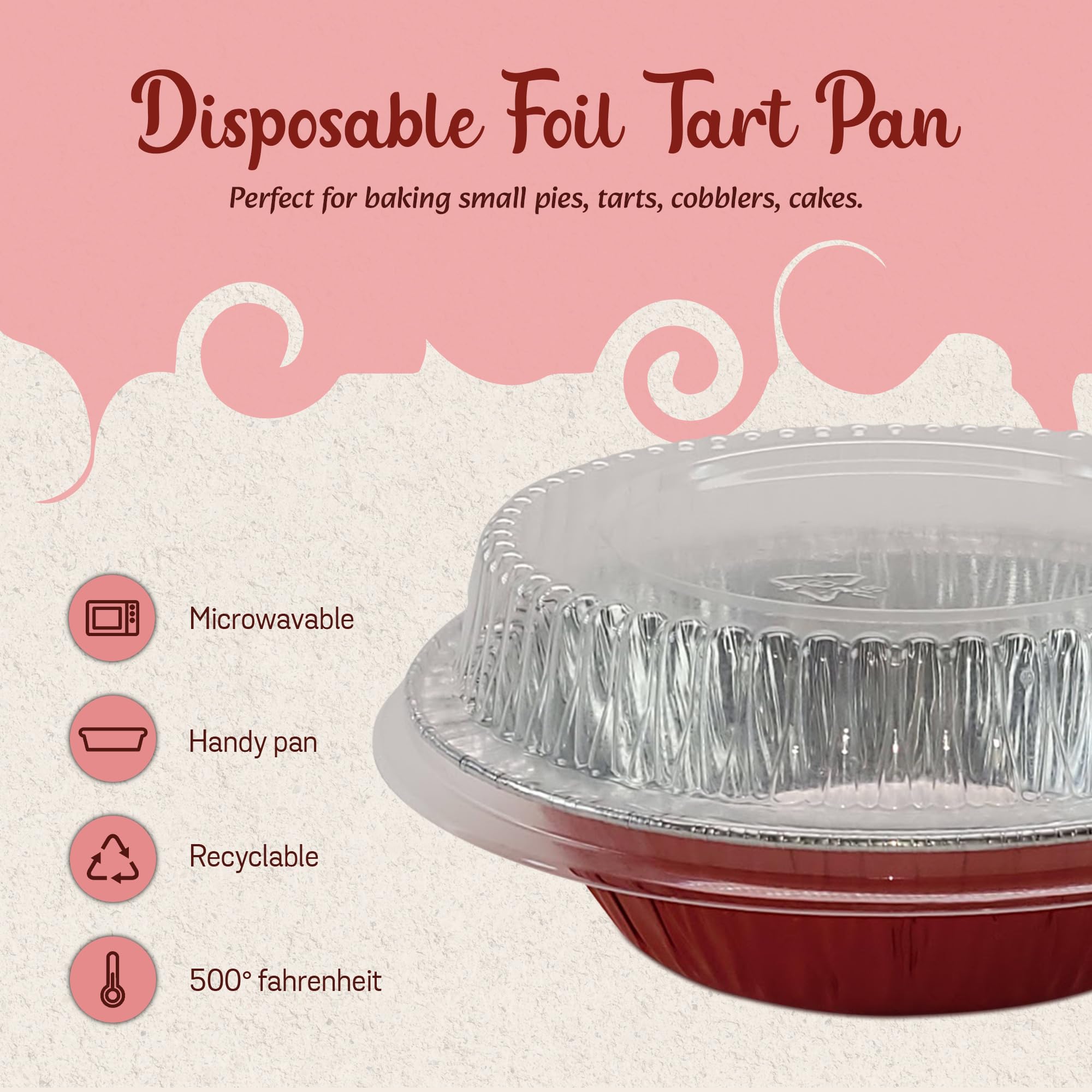 KitchenDance 5 Inch Mini Pie Tins with Lids - Premium Aluminum Pie Pans for Baking Pies, Tarts, Cobblers & Cakes - Reusable & Durable for Professional & Home Kitchens (1000 Pack, Red) - Perfect for Holiday Baking, Party Desserts & Gift Giving
