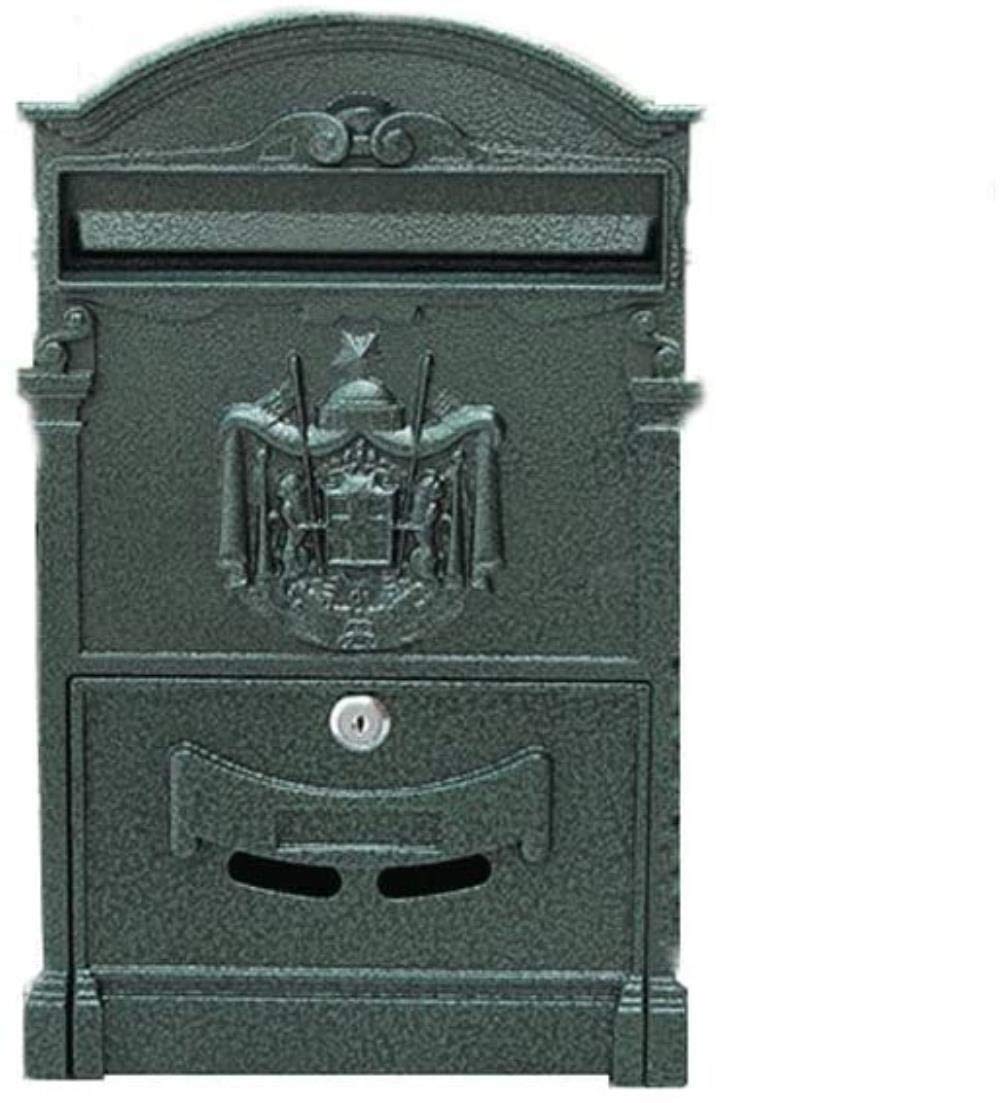 Outdoor Wall Mount Mailbox with Lock - Villa Style Letter Box in Black or Green - Perfect for Homes, Apartments & Offices