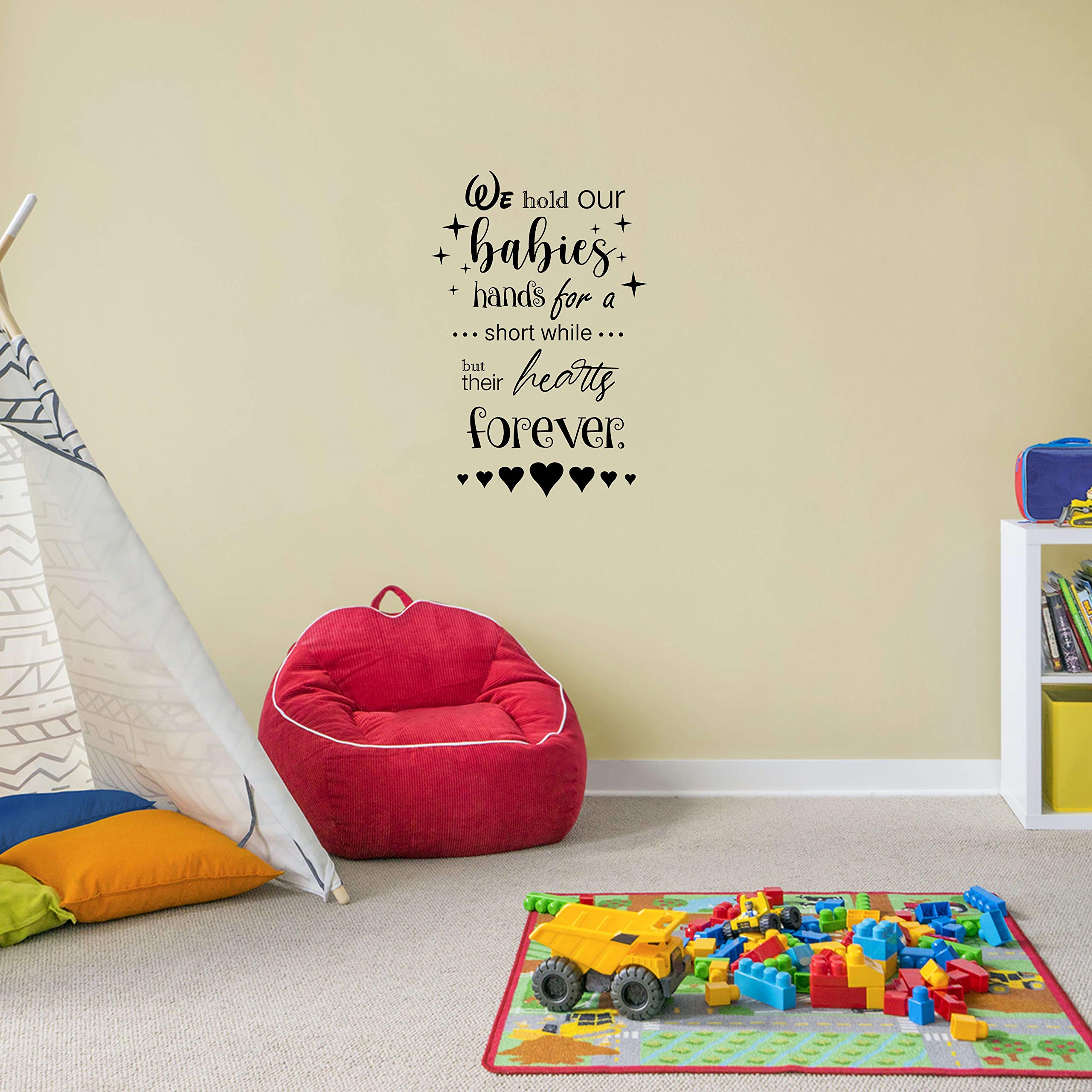 Family Quote Wall Decal - 'We Hold Our Babies Hands' Vinyl Sticker Art for Nursery, Kids Room & Kindergarten Decor (20x18 inch) - Perfect for Baby Showers, Birthday Gifts & Home Decoration