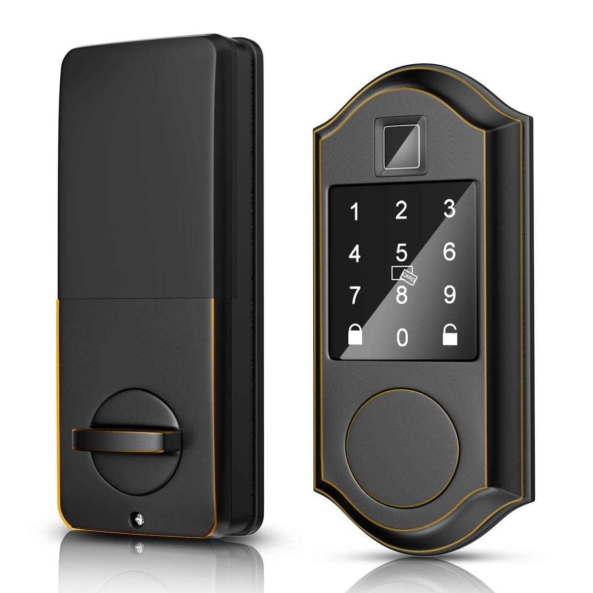 Narpult Smart Door Lock - Fingerprint Electronic Deadbolt with Auto-Locking, Keyless Entry for Home Security (Works with Alexa, APP, FOBS, Biometric, Codes & Keys) - ORB Bronze | Perfect for Apartments, Vacation Homes & Smart Home Integration