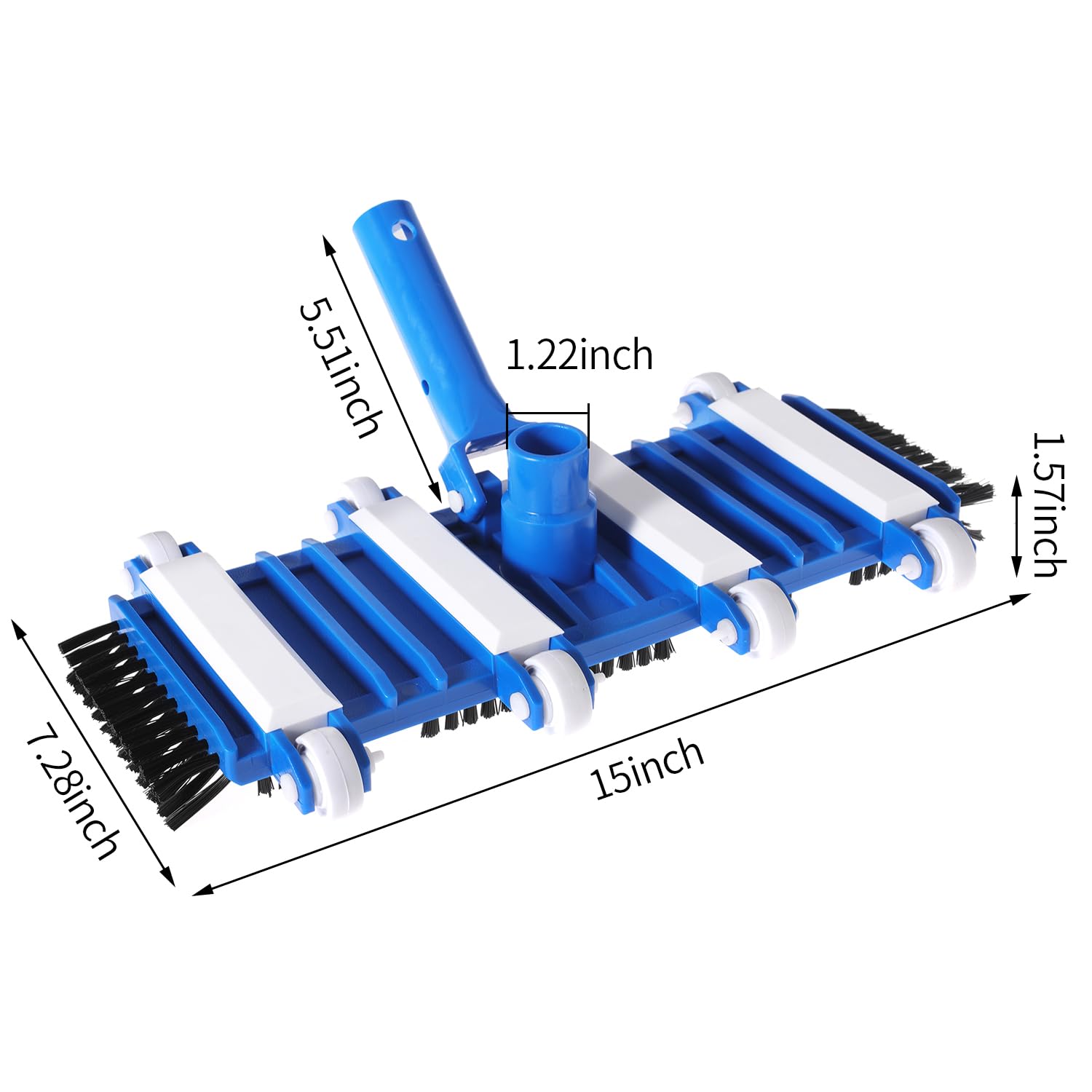 14 Inch Heavy Duty Flexible Pool Vacuum Head with Side Brushes - Compatible with 1-1/4