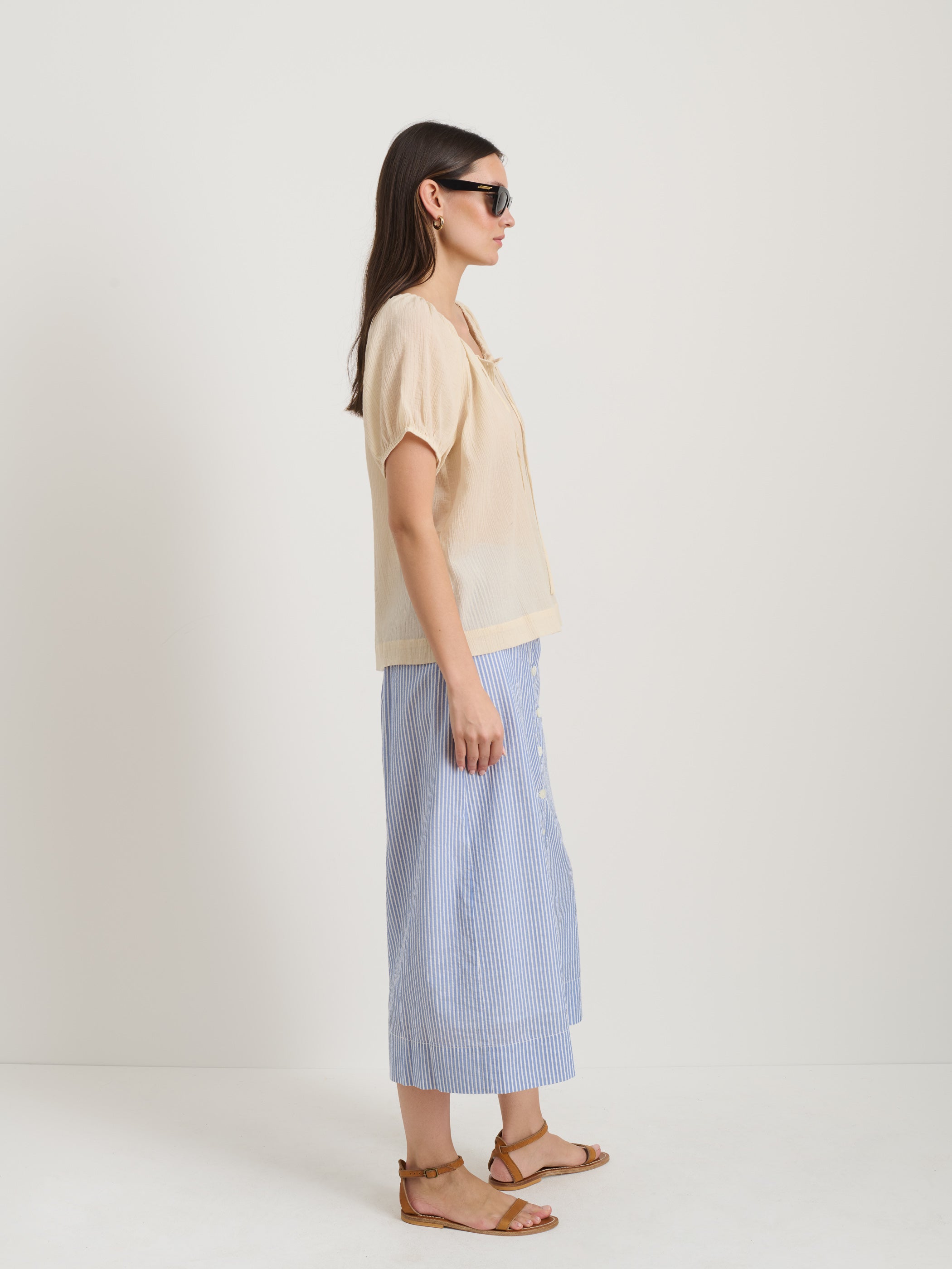 Elegant Rose Top in Soft Crinkle Cotton - Perfect for Casual Outings, Dates, and Summer Wear
