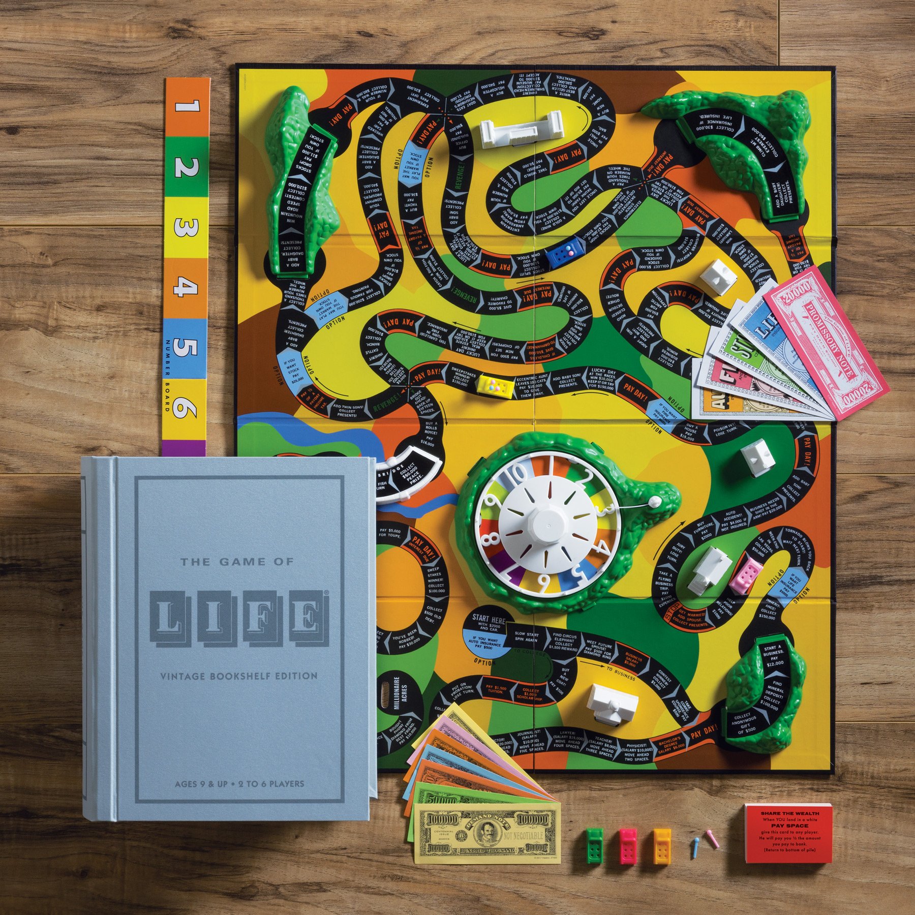 WS Game Company The Game of Life Vintage Bookshelf Edition Board Game - Classic Family Strategy Game for Adults & Kids - Perfect for Game Nights, Family Gatherings & Nostalgic Fun