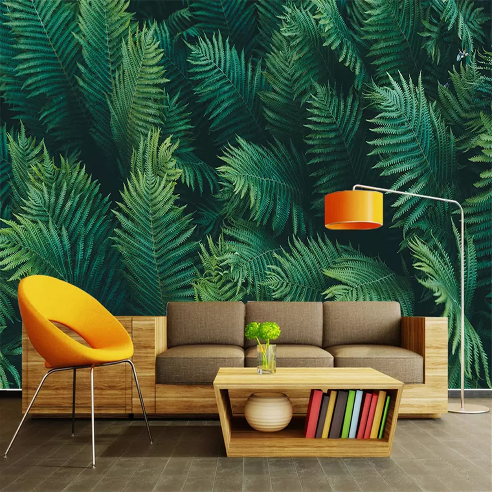 Removable Self-Adhesive 3D Green Leaves Wall Mural Wallpaper - 122