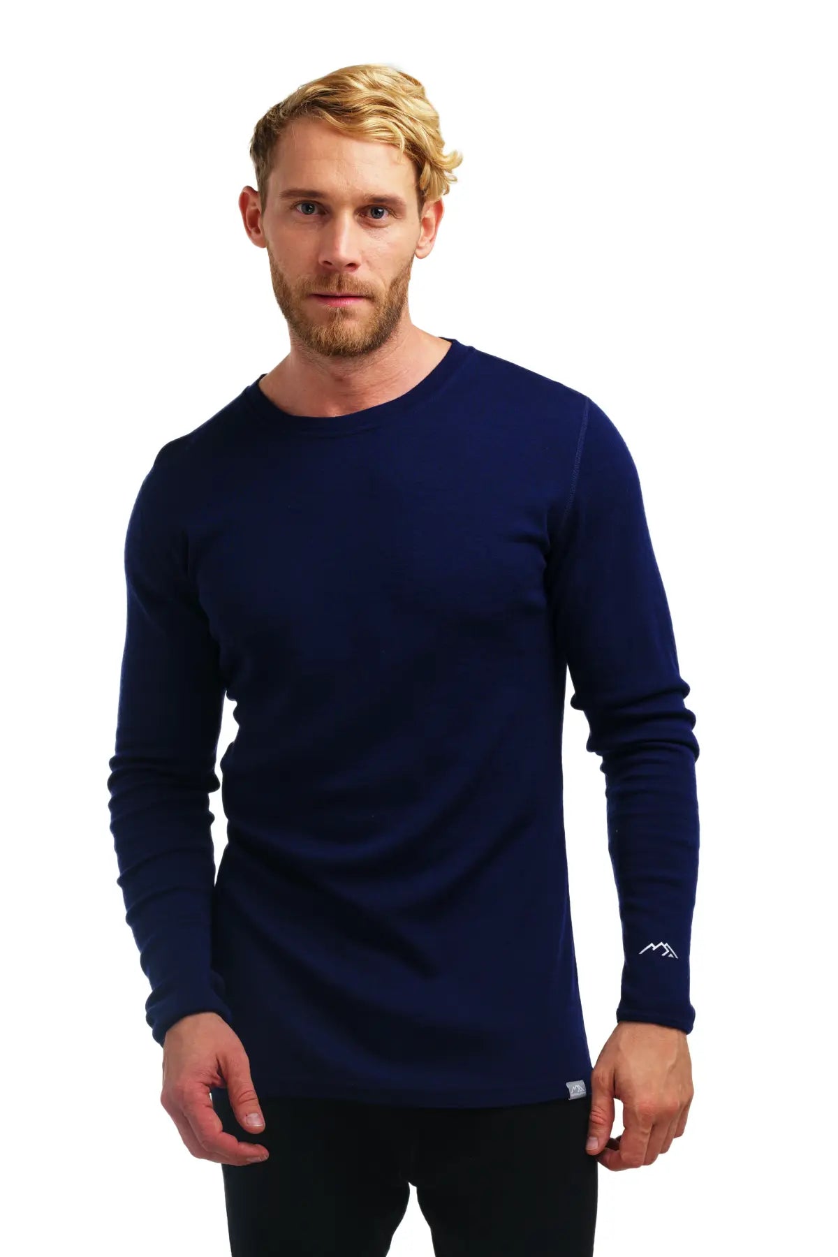 Premium Men's Merino Wool Long Sleeve Base Layer 250g - Navy Blue - Warm Winter Thermal Shirt for Hiking, Skiing & Outdoor Activities