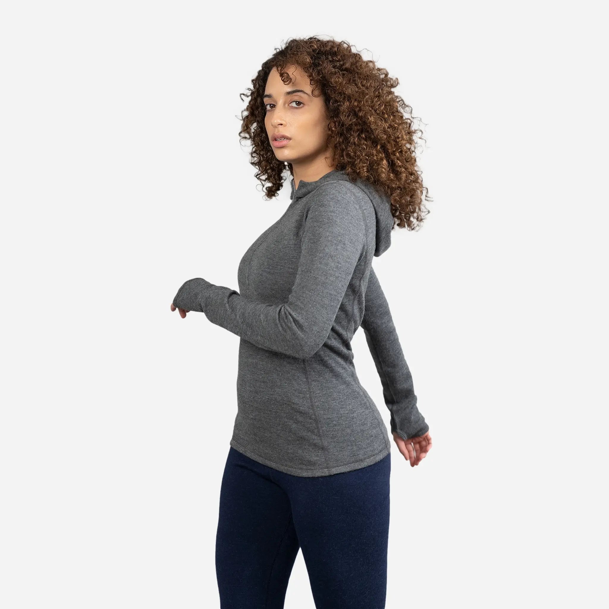 Women's Lightweight Alpaca Wool Hoodie - 300 GSM Half Zip Pullover for Outdoor Hiking & Casual Wear