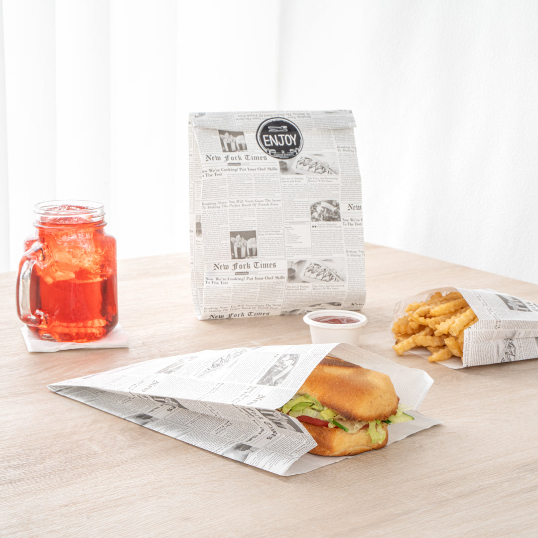 Eco-Friendly Newsprint Paper French Fry & Snack Bags - 7