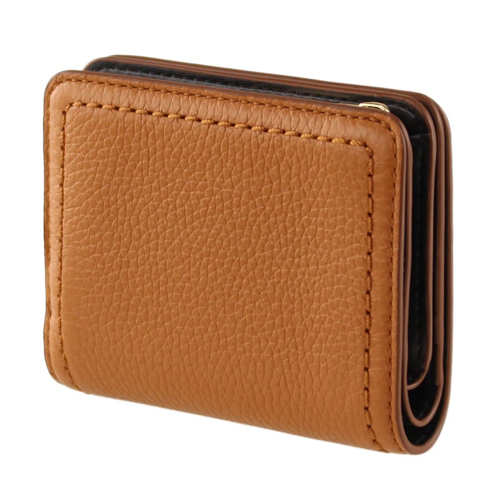 Marc Jacobs S101L01SP21 Women's Mini Compact Wallet in Smoked Almond with Gold Hardware - Perfect for Everyday Use, Travel & Gift Giving