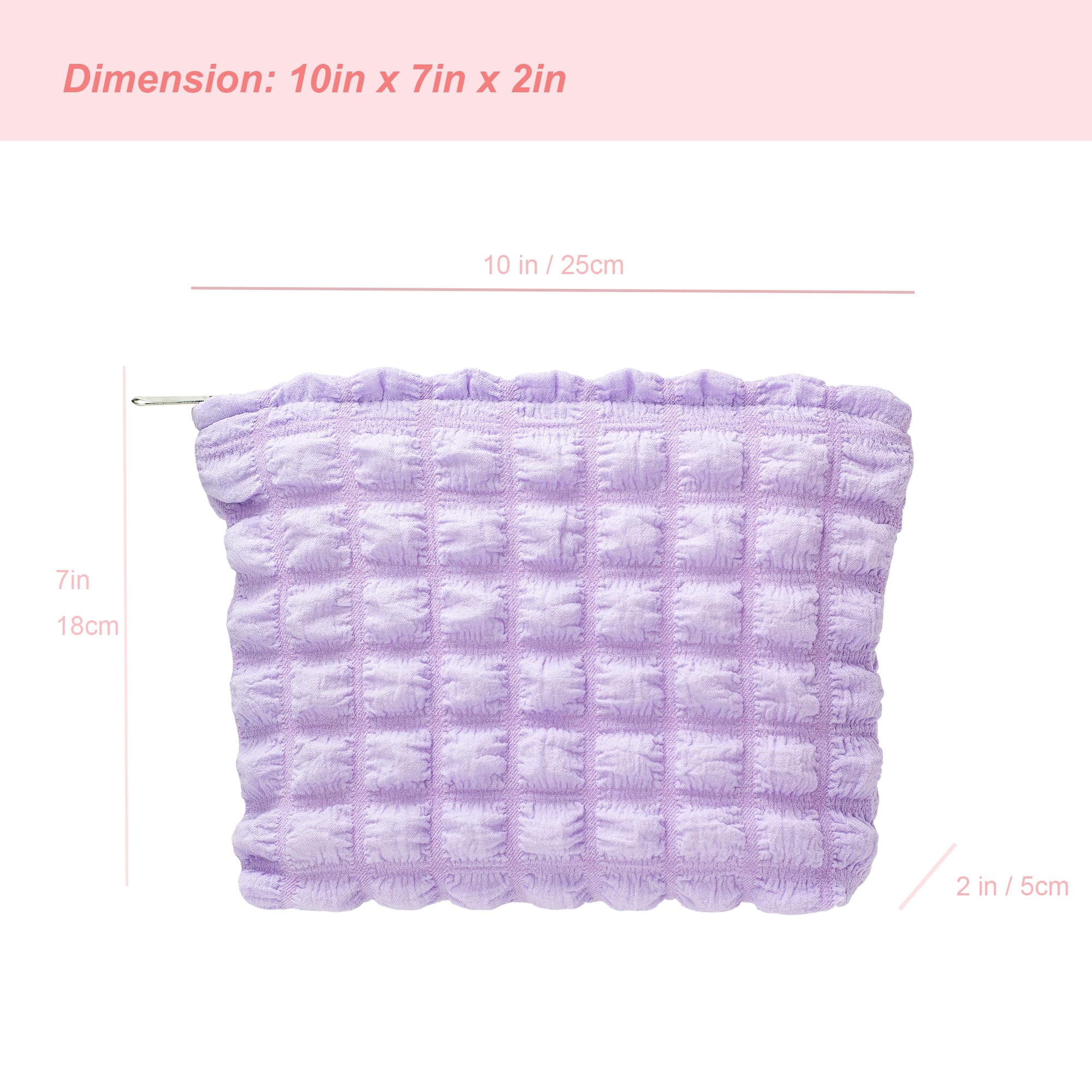 PAZIMIIK Large Floral Makeup Bag for Women - Cotton Canvas Cosmetic Organizer with Zipper Pouch - Perfect for Travel, Purse & Daily Use - Bubble Purple