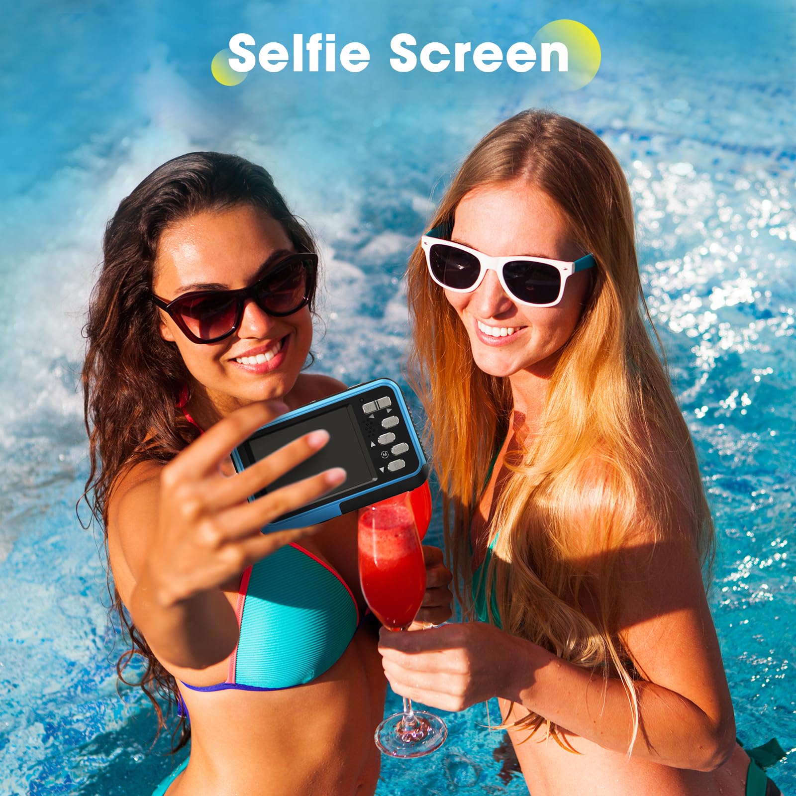 4K Waterproof Underwater Camera - 48MP Autofocus, 16X Zoom, Dual Screens for Selfie - 11FT Snorkeling & Diving - Compact Digital Camera with 2 Batteries (Green) - Perfect for Beach Vacations, Pool Parties & Underwater Photography