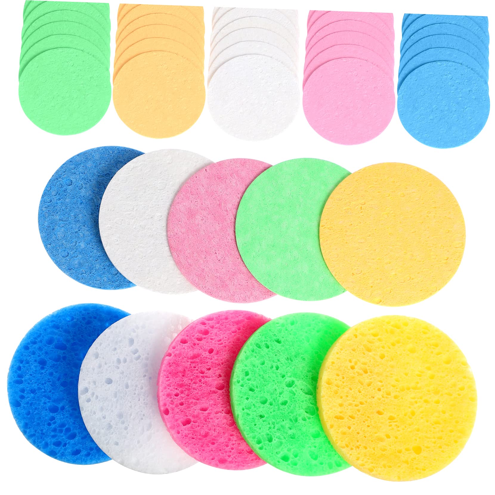 FOMIYES 50pcs Compressed Makeup Sponges - Premium Face Cleaning Puffs for Makeup Application & Removal, Facial Steamer & Wash Tools - Perfect for Daily Beauty Routine, Travel & Professional Makeup Artists
