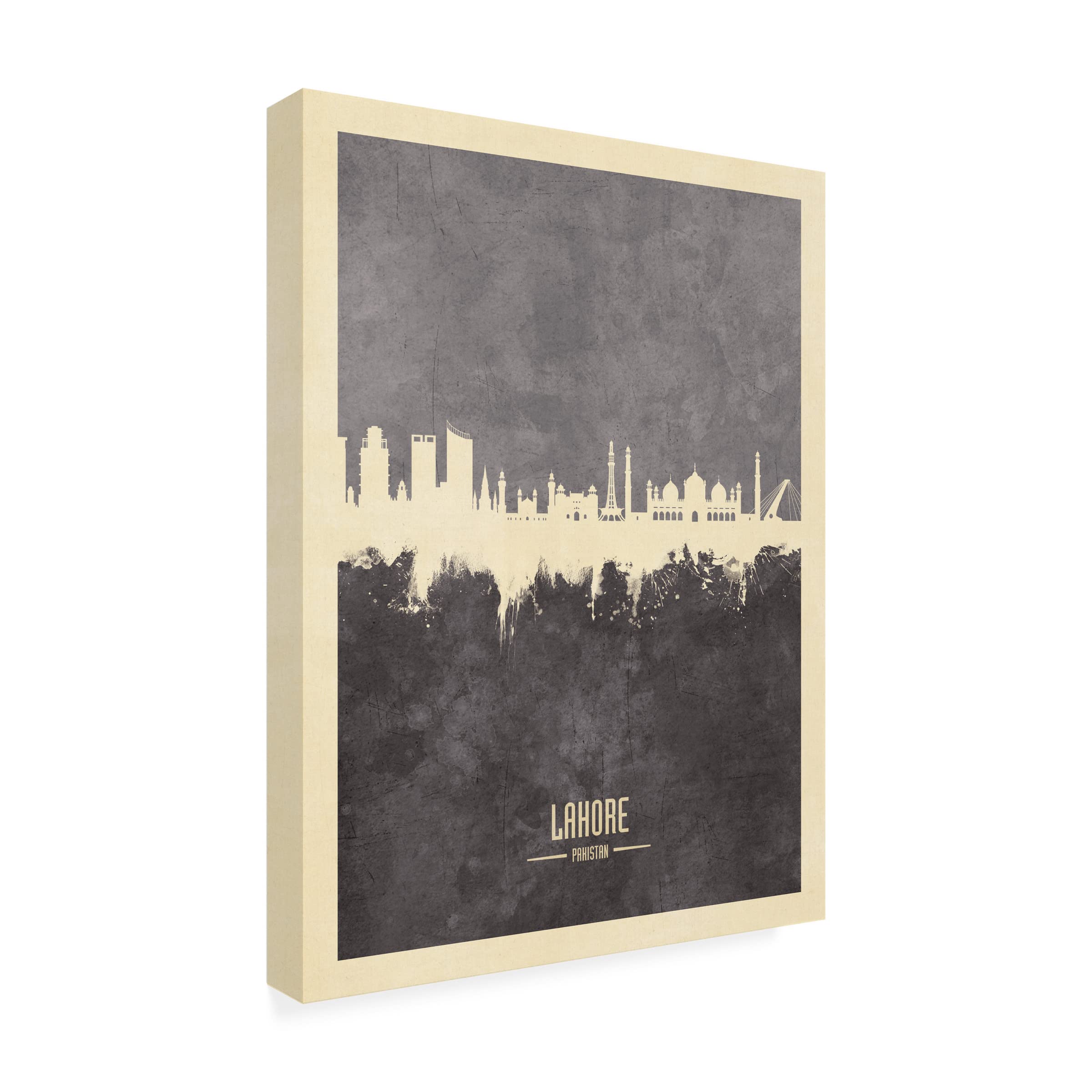 Michael Tompsett Lahore Pakistan Skyline Gray Canvas Art Print - Modern Wall Decor for Living Room, Bedroom & Office