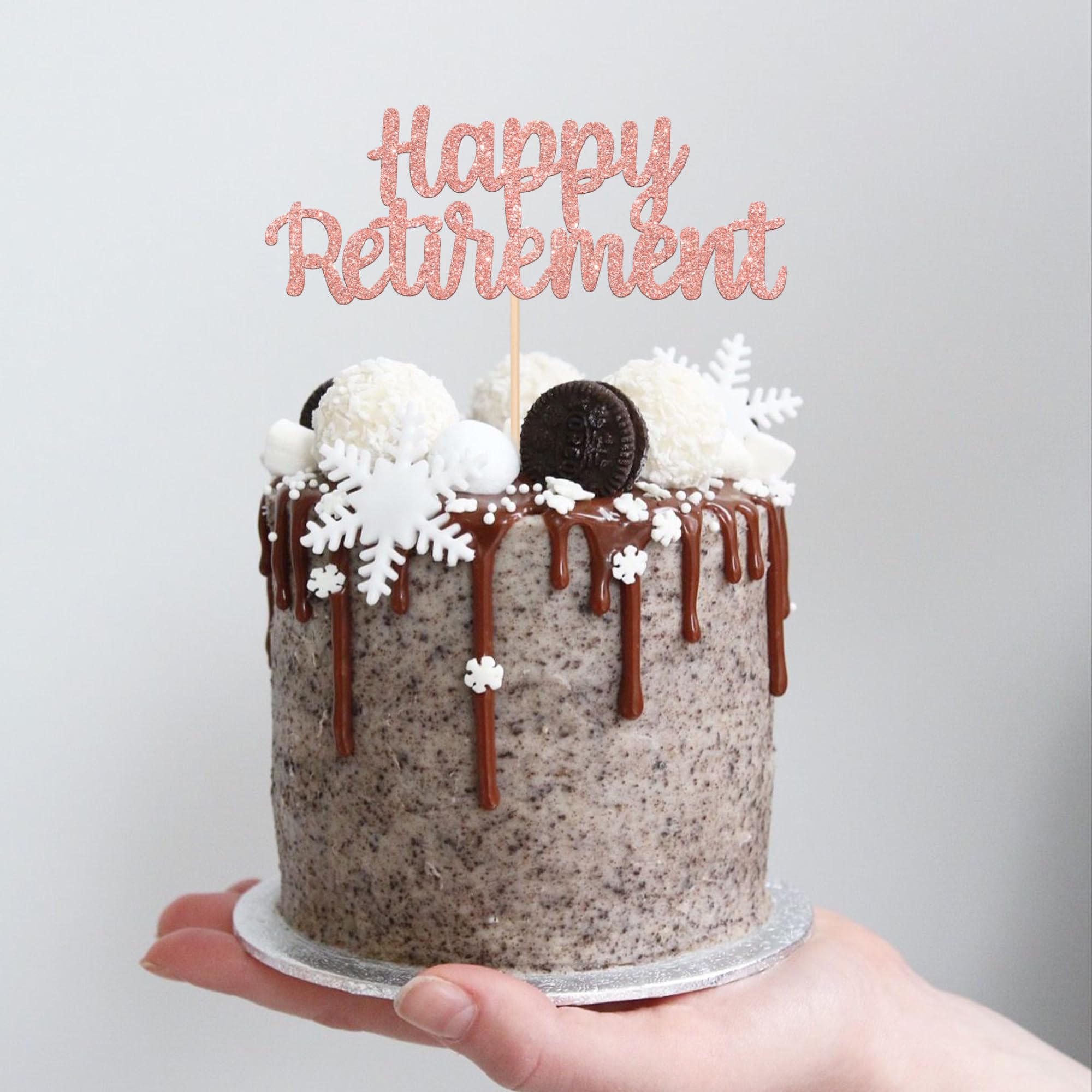 1 PCS Happy Retirement Cake Topper - Glitter Retired Cake Pick for Retirement Party Decorations (Rose Gold) | Perfect for Retirement Cakes, Birthday Celebrations & Farewell Parties