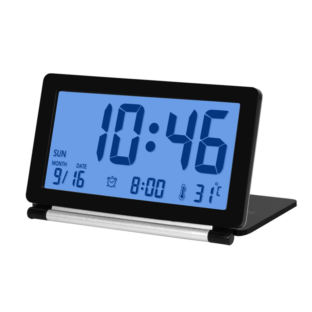 Ultra-Thin LED Travel Alarm Clock - Folding Flip-Top Design for Students, Cute & Simple Mini Clock (Black/White, Light & No Light Options) - Perfect for Bedrooms, Dorms, Office Desks & Travel Accessories