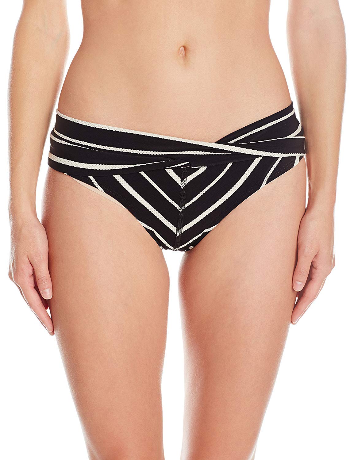 Robin Piccone Women's Harper Twist Cuff Bikini Bottom - High Waisted Swimwear for Women, Sexy Beach Bikini Bottoms for Summer Vacation & Pool Party