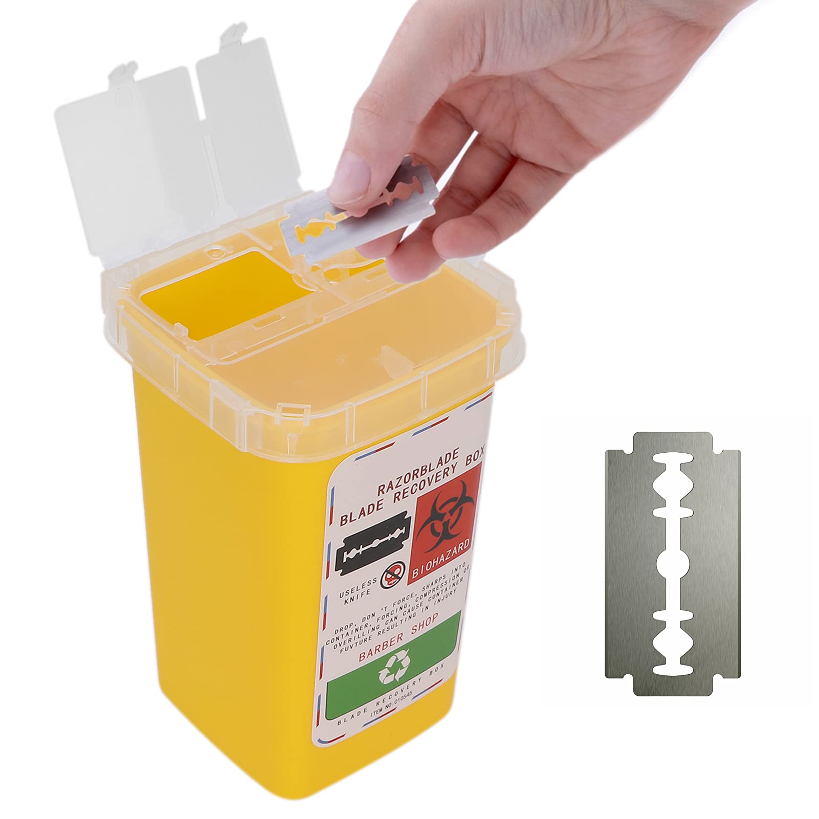 Sharps Container for Home & Salon - Small Portable Blade Disposal Box with Secure Storage | Safe Needle & Razor Disposal Solution for Medical Waste, Tattoo Shops & Beauty Salons (Yellow)