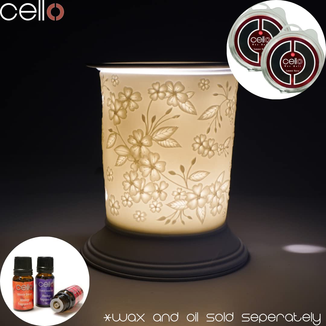 Premium Cello Electric Wax Warmer - Porcelain Wax Melter with Straight Design for Home & Office Aromatherapy | Perfect for Springtime Relaxation, Spa Nights, and Stress Relief