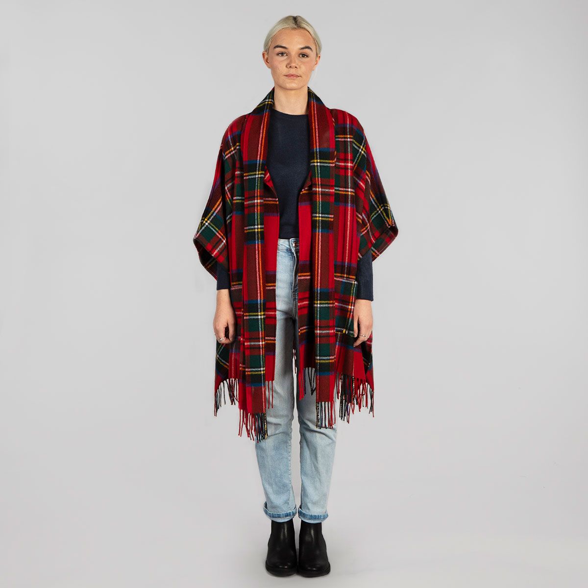 Royal Modern Tartan Lambswool Jacket by Robyn Stewart - Stylish Women's Winter Coat for Office, Travel & Casual Outfits