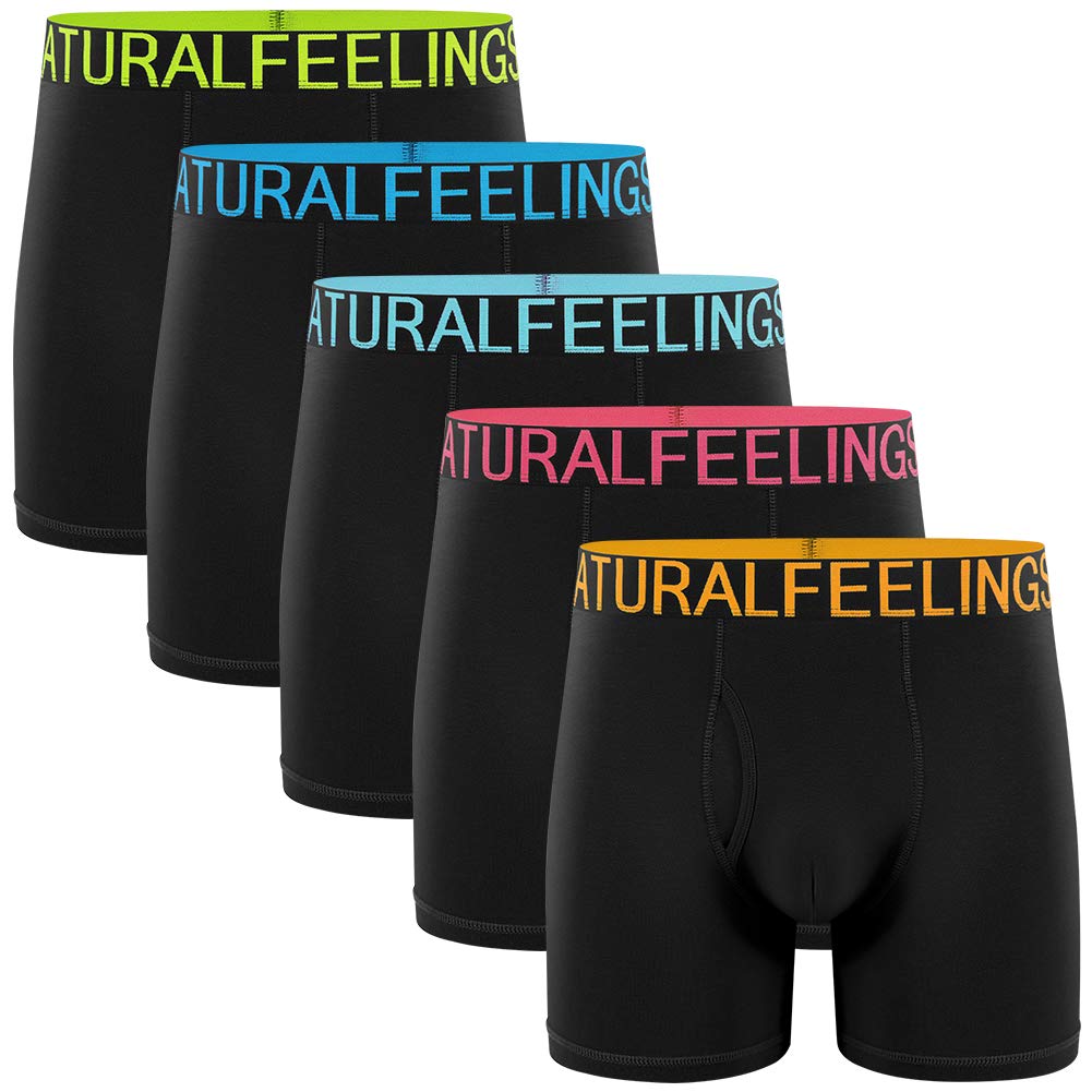 **Natural Feelings Men's Soft Cotton Boxer Briefs with Open Fly - 3-Pack Comfortable Underwear for Everyday Wear & Active Lifestyles**