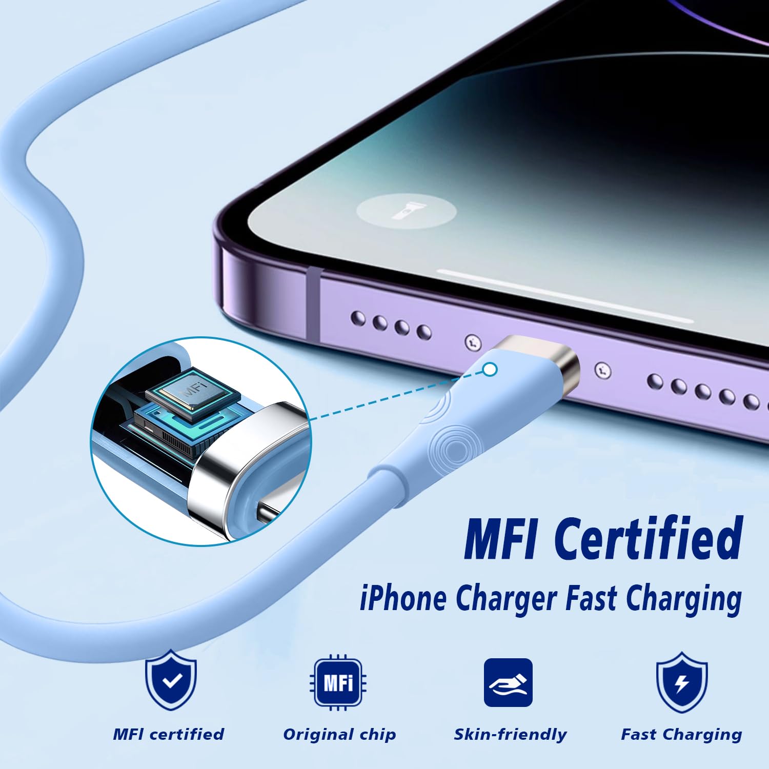 3-Pack Apple MFi Certified iPhone Charger 6FT Fast Charging USB to Lightning Cable - Compatible with iPhone 14/13/12/11/Pro Max/XR/XS/X/8/7/6 Plus/SE & iPad (Multi-Color) - Perfect for Home, Office & Travel Charging