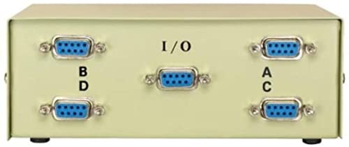 4-Port DB9 Female D-Sub Switch Box for Multiple Device Connection - Perfect for Office, Home, and Industrial Use