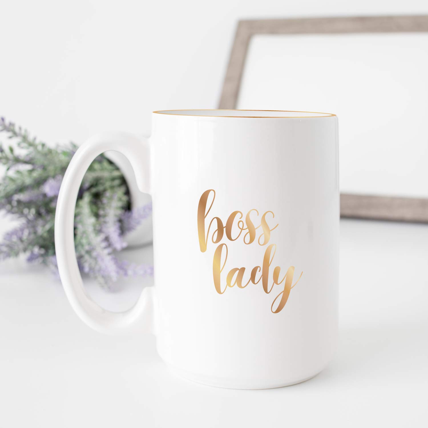 Boss Lady Gold Coffee Mug - 15oz Ceramic Office Mug for Women, Unique Shiny Gold Gift for Coworkers & Boss - Perfect for Office, Home & Corporate Gifts