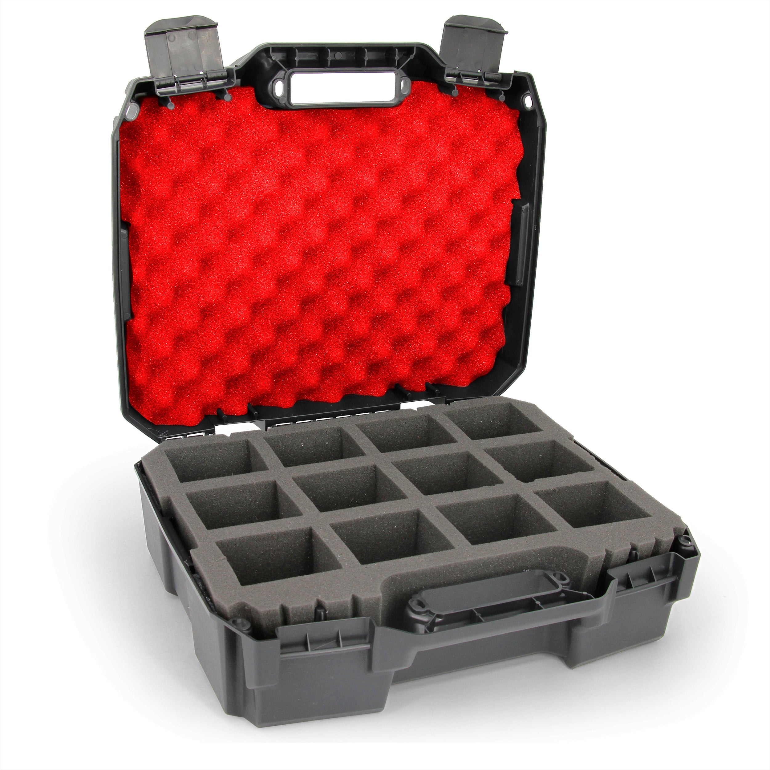 CASEMATIX Toploader Card Storage Case - Holds 450 Toploaders or 100 One Touch Holders, 12-Compartment Trading Card Organizer Box for Collectors | Perfect for Sports Cards, Pokemon & MTG Storage