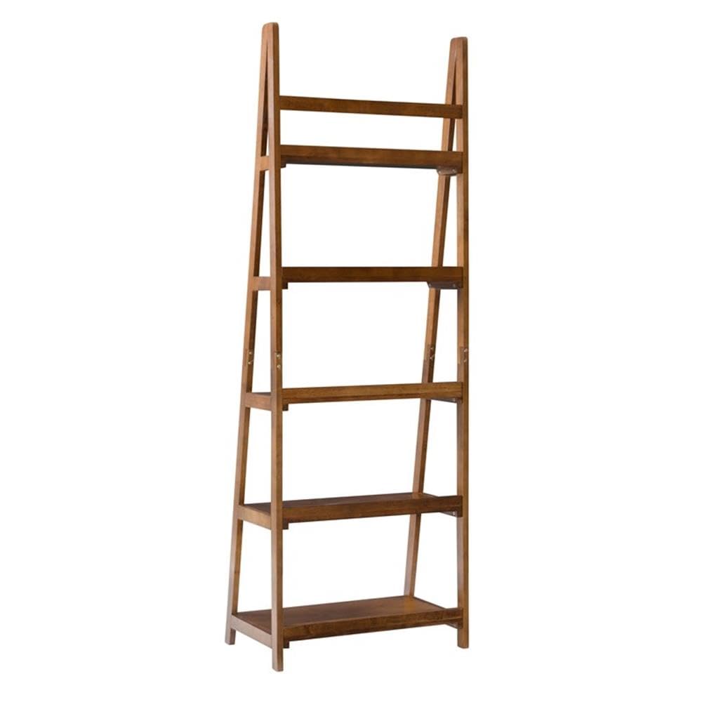 Linon Samantha 5-Shelf Wood Bookcase, Brown - Stylish Storage for Books, Decor & Home Office Organization