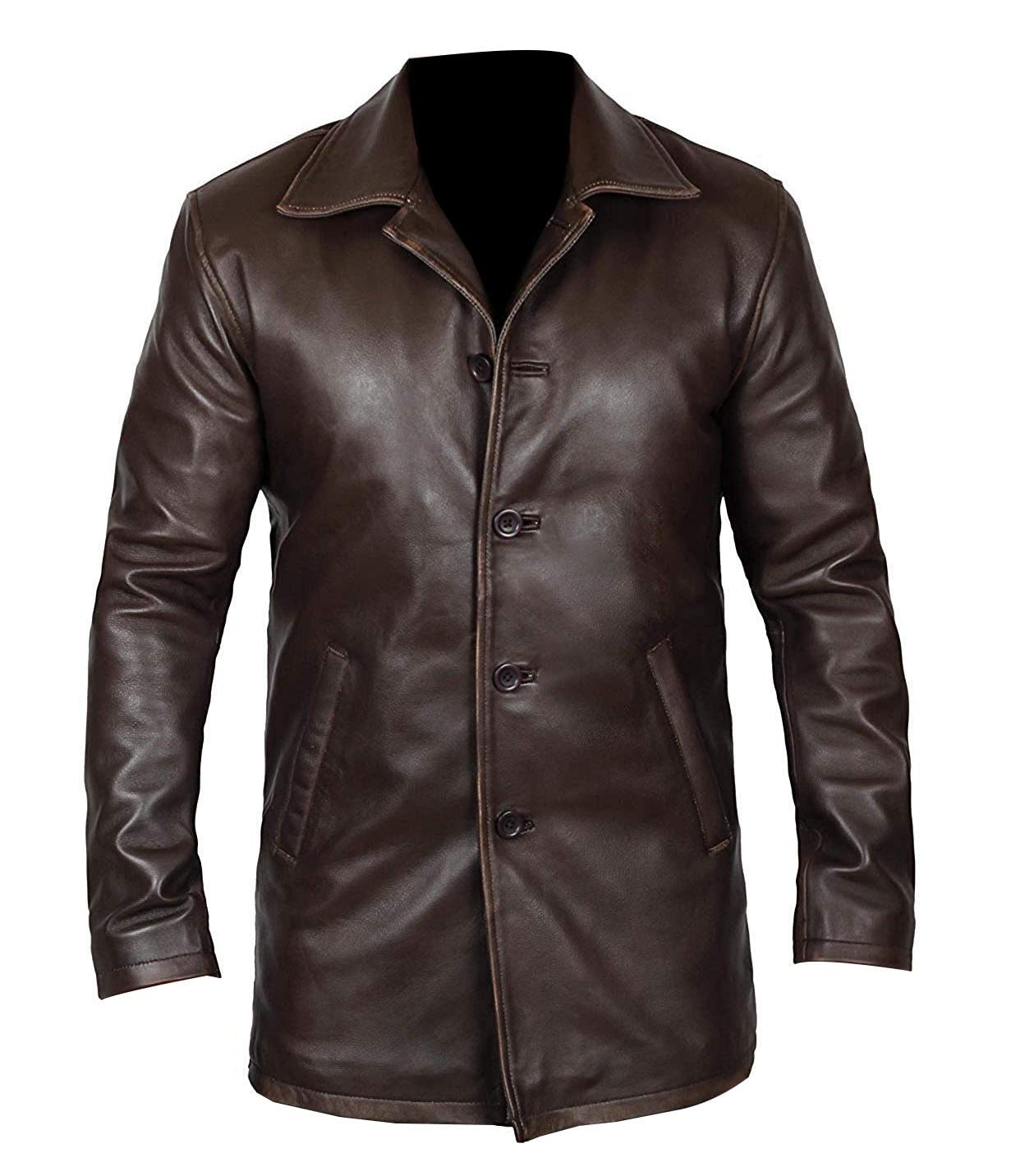 Apex Men's Genuine Leather Jacket - Distressed Brown Biker Coat for Plus Size | Vintage Motorcycle Outerwear & Casual Winter Fashion