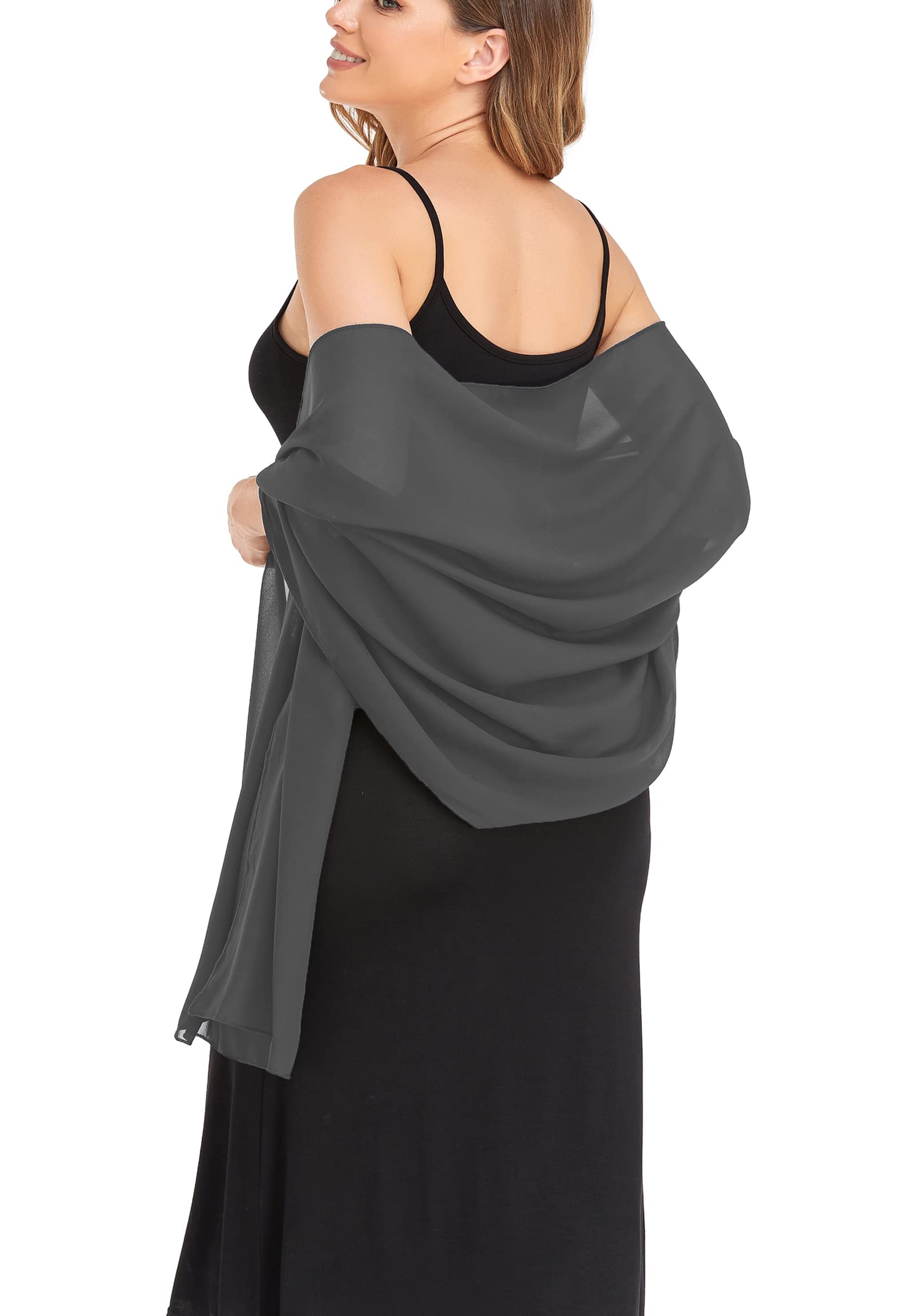 Elegant Sheer Chiffon Shawl Wrap for Women - Soft Silky Bridal Scarf for Wedding, Evening Dresses & Special Occasions